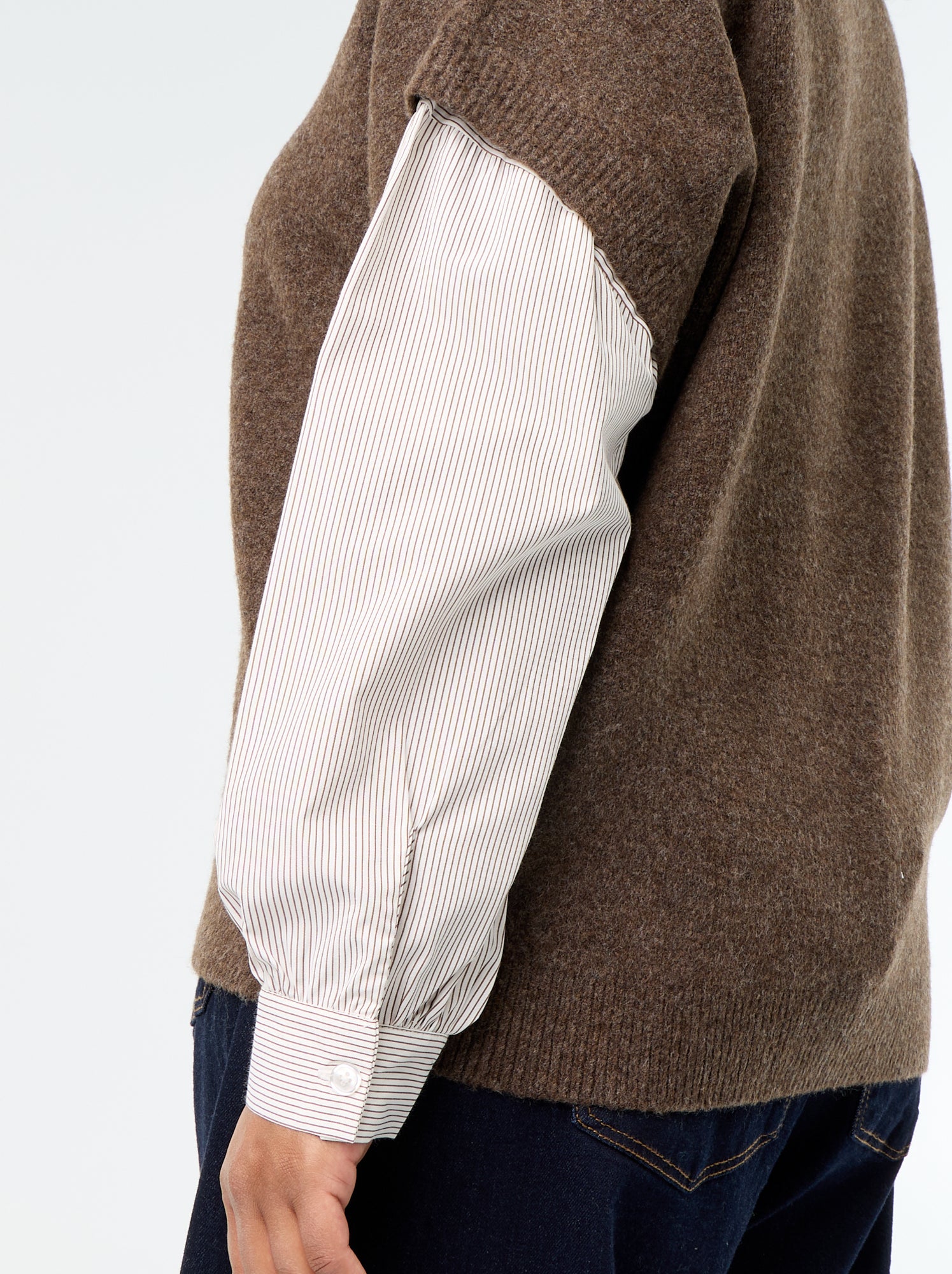 Pull 2-en-1 avec chemise - Marron