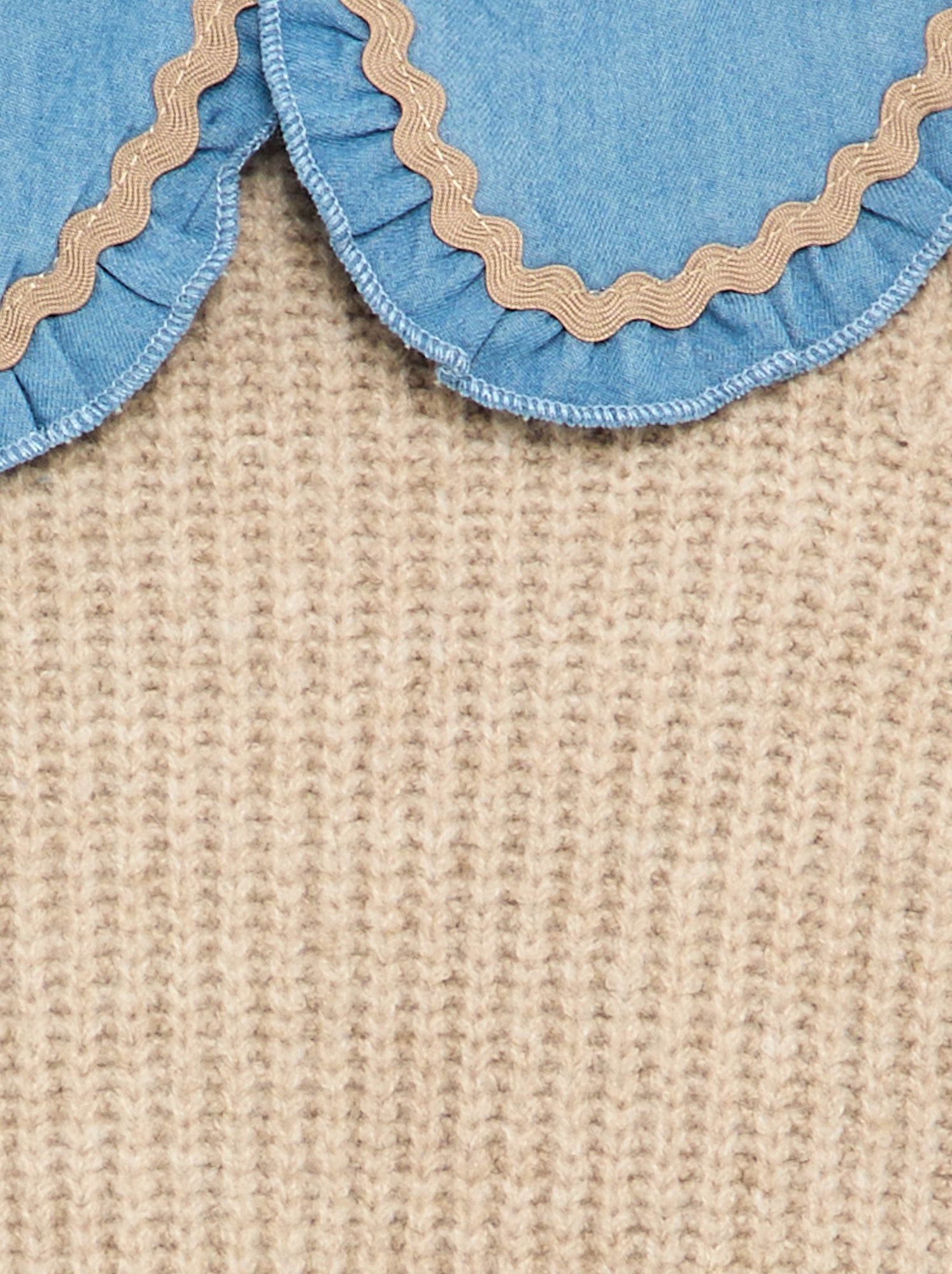 Pull 2 en 1 avec col claudine - Beige
