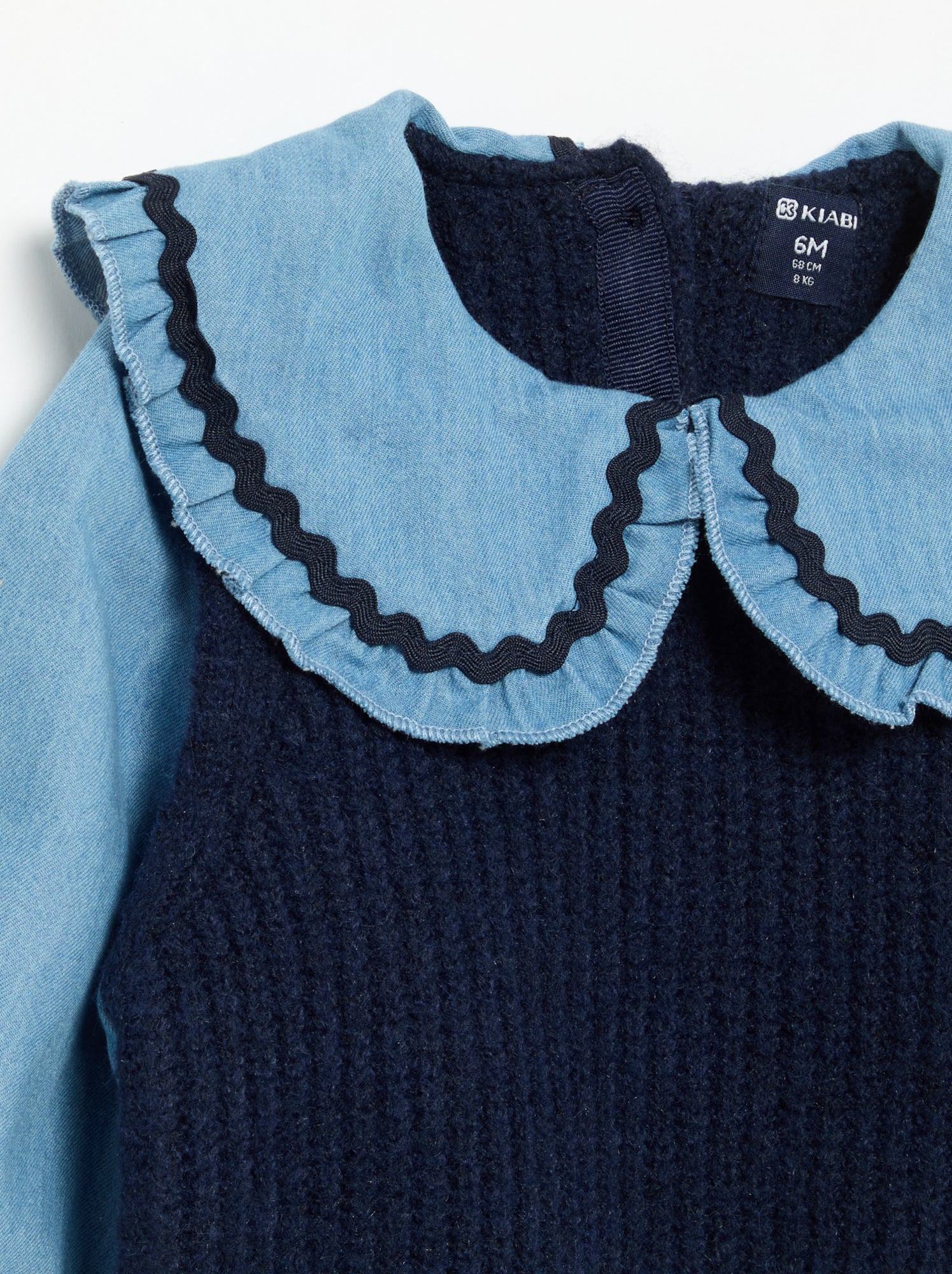 Pull 2 en 1 avec col claudine - Bleu
