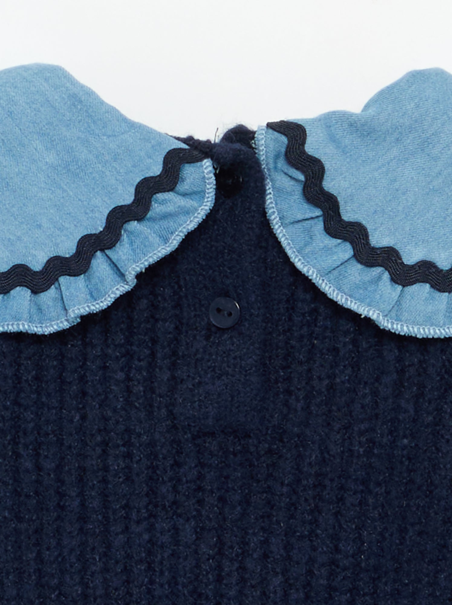 Pull 2 en 1 avec col claudine - Bleu