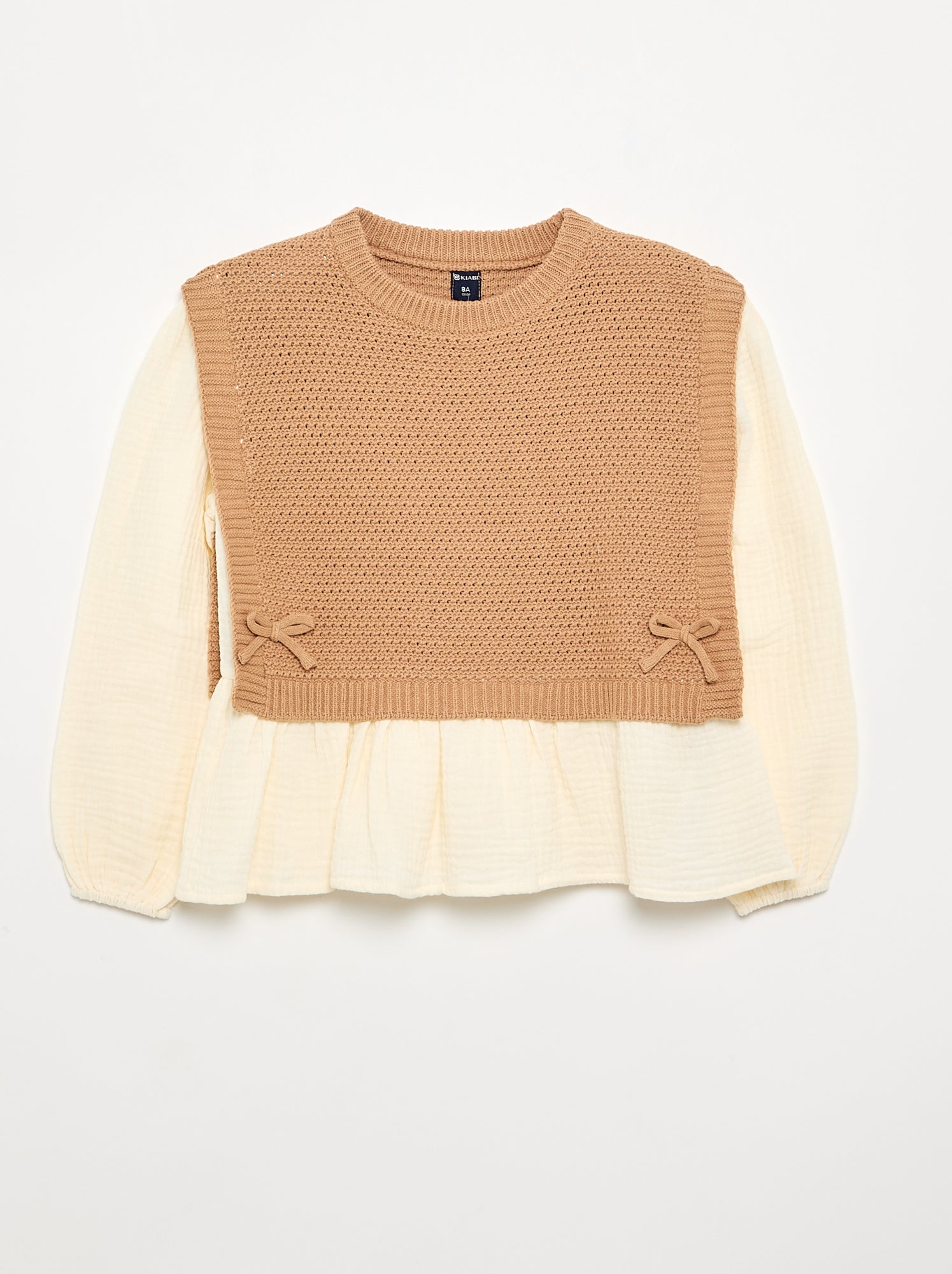Pull 2 en 1 effet blouse - Beige