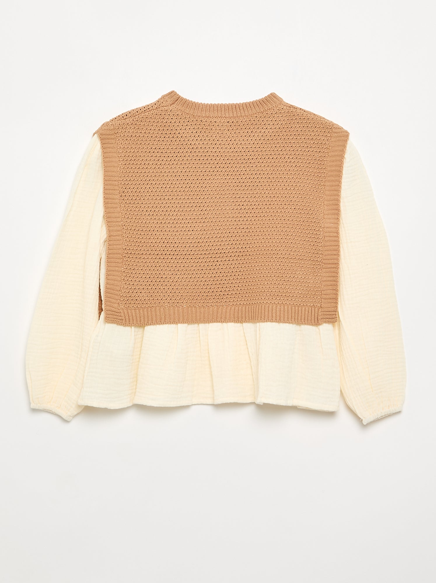 Pull 2 en 1 effet blouse - Beige