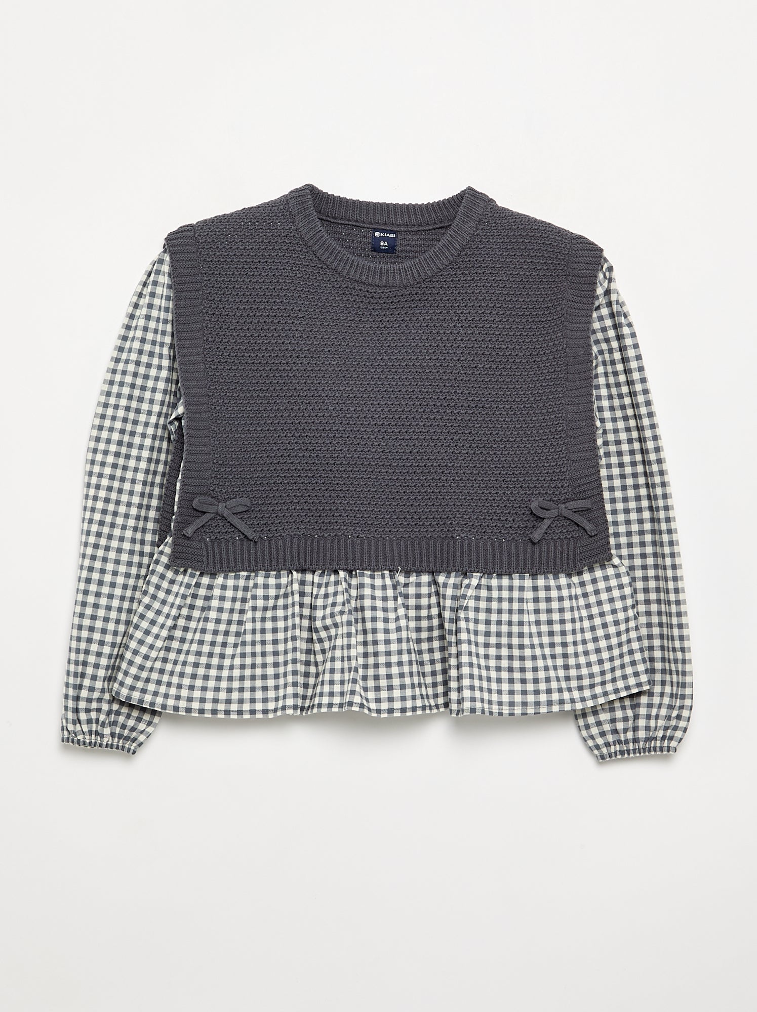 Pull 2 en 1 effet blouse - Gris