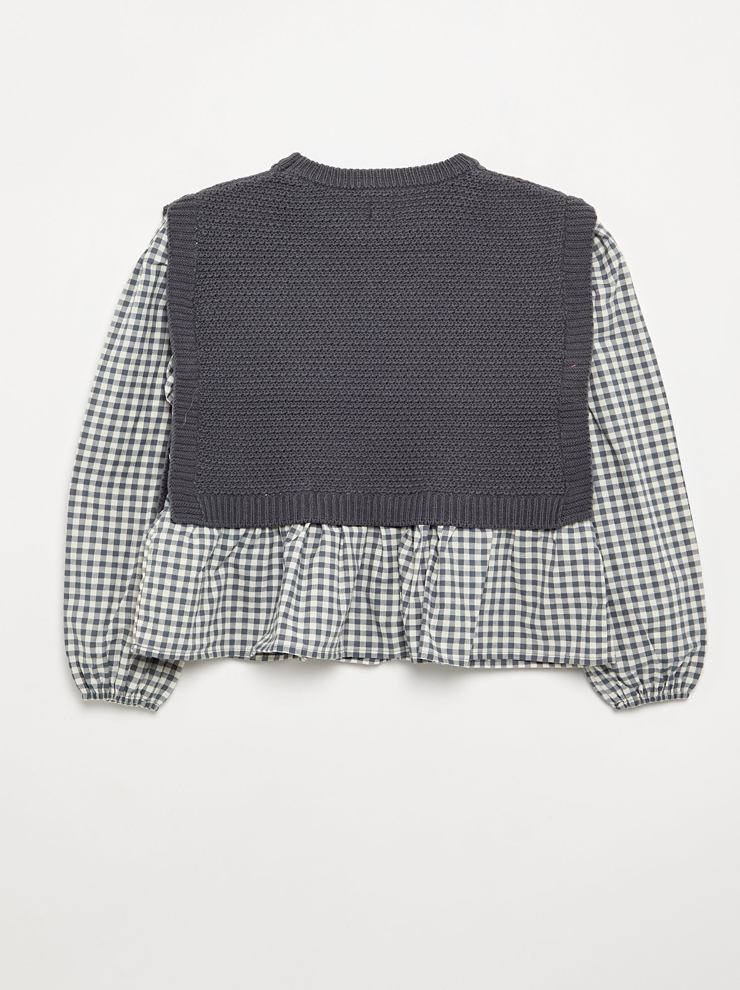 Pull 2 en 1 effet blouse - Gris