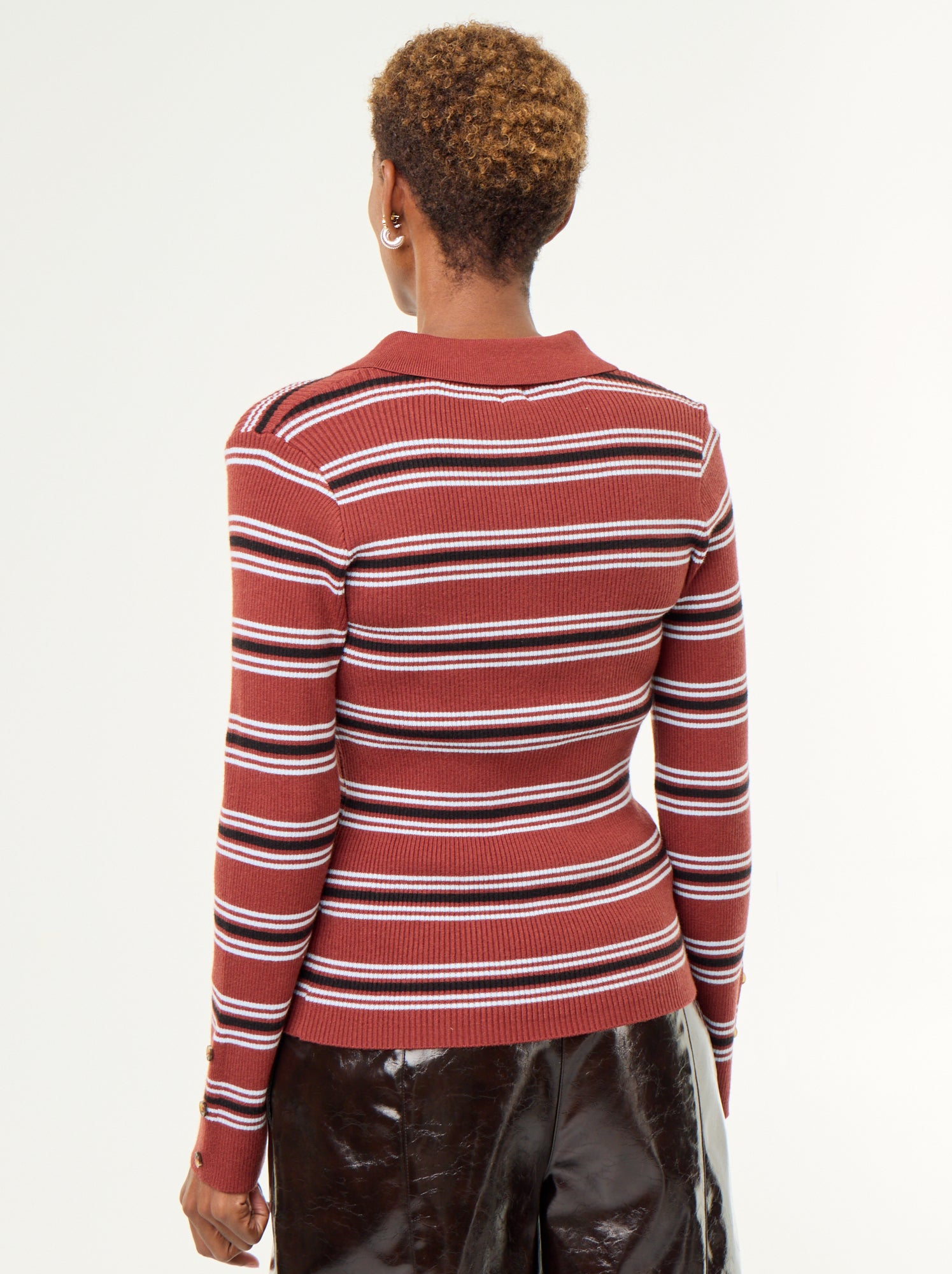 Pull à col polo - Marron (GJF45_3)