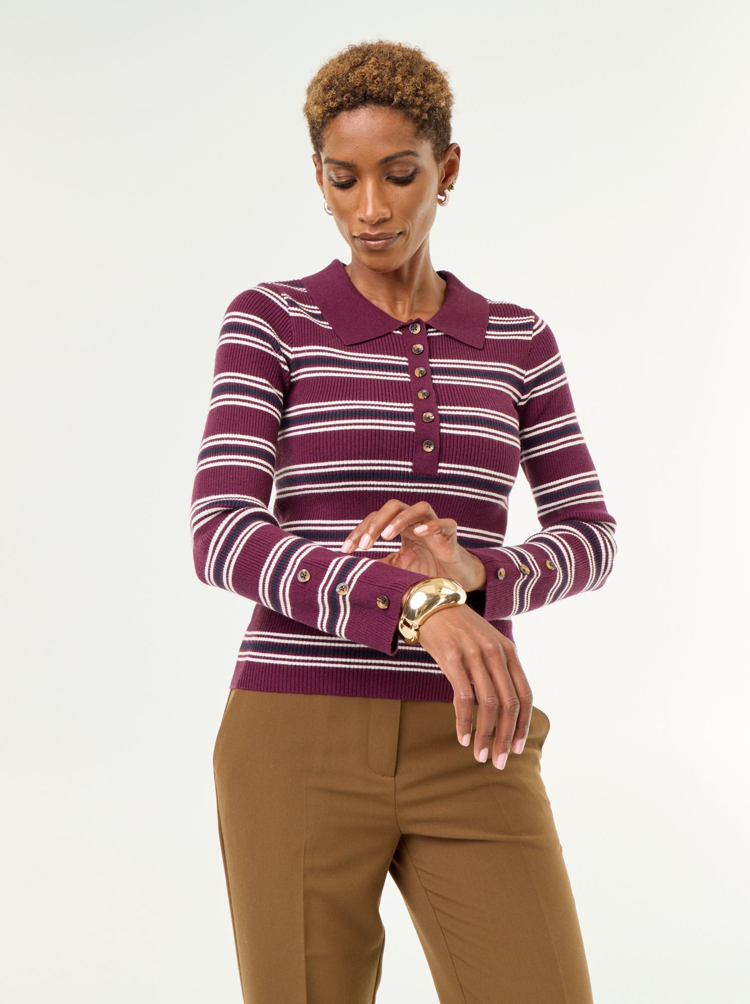 Pull à col polo - Violet
