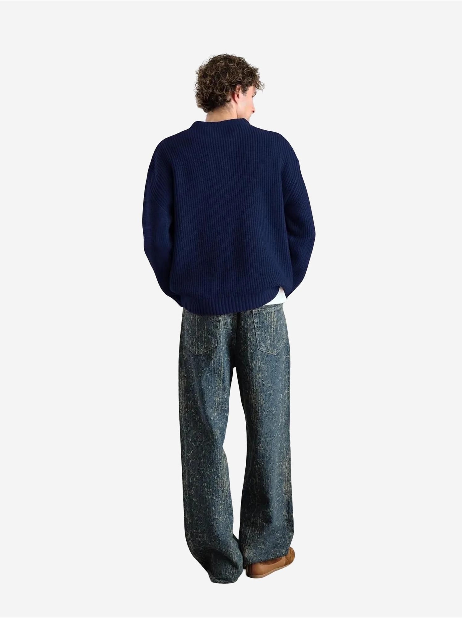 Pull à col rond côtelé pour homme giesto - Bleu marine
