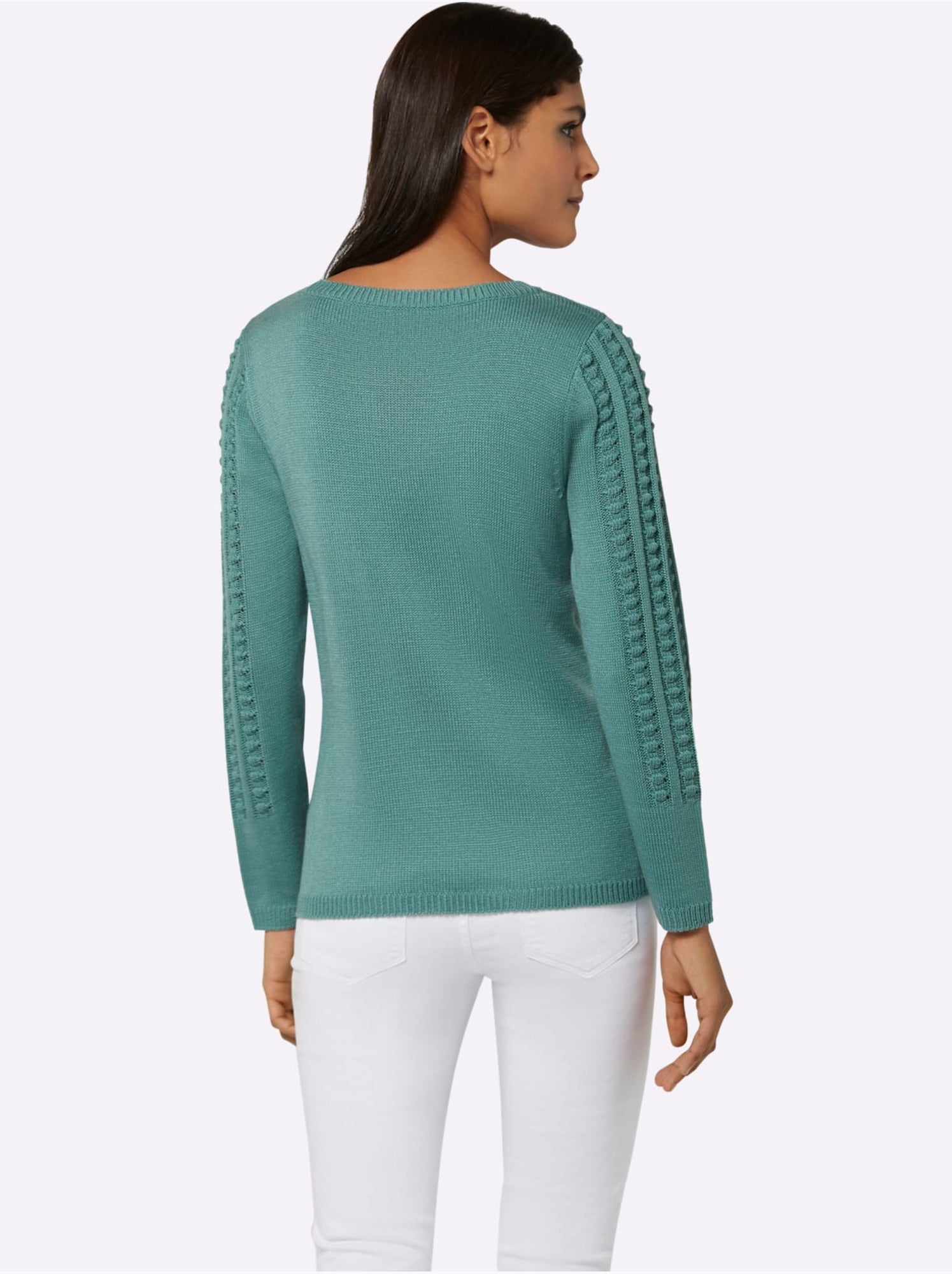 Pull à manches longues avec motif tricoté en 3d - taille standard - moda vilona - Vert Sauge