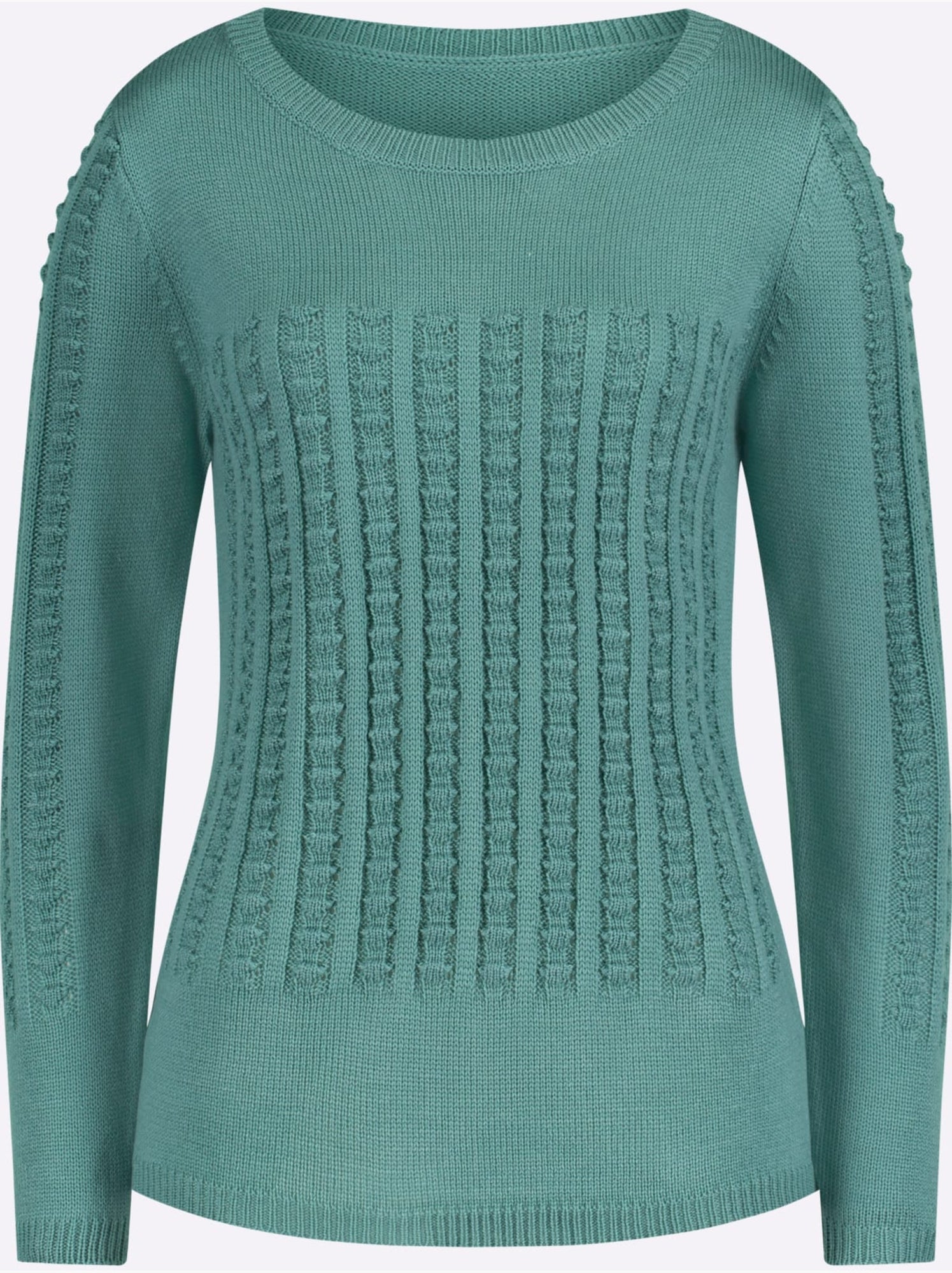 Pull à manches longues avec motif tricoté en 3d - taille standard - moda vilona - Vert Sauge