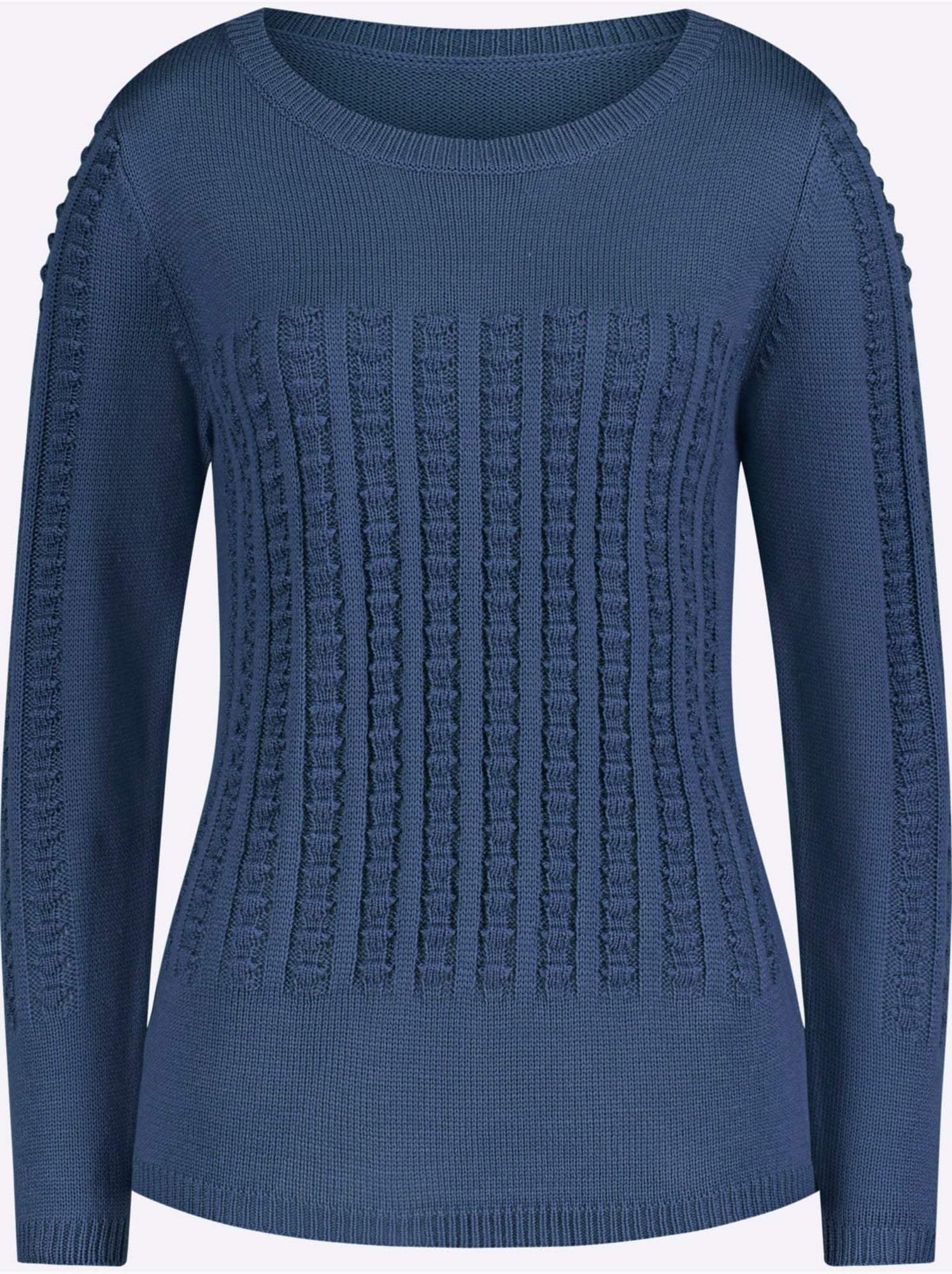 Pull à manches longues avec motif tricoté en 3d - taille standard - moda vilona - Bleu jean