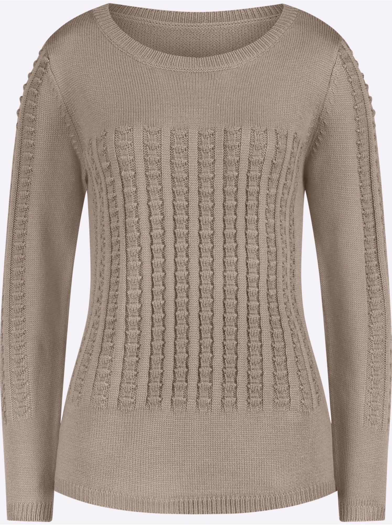 Pull à manches longues avec motif tricoté en 3d - taille standard - moda vilona - Beige