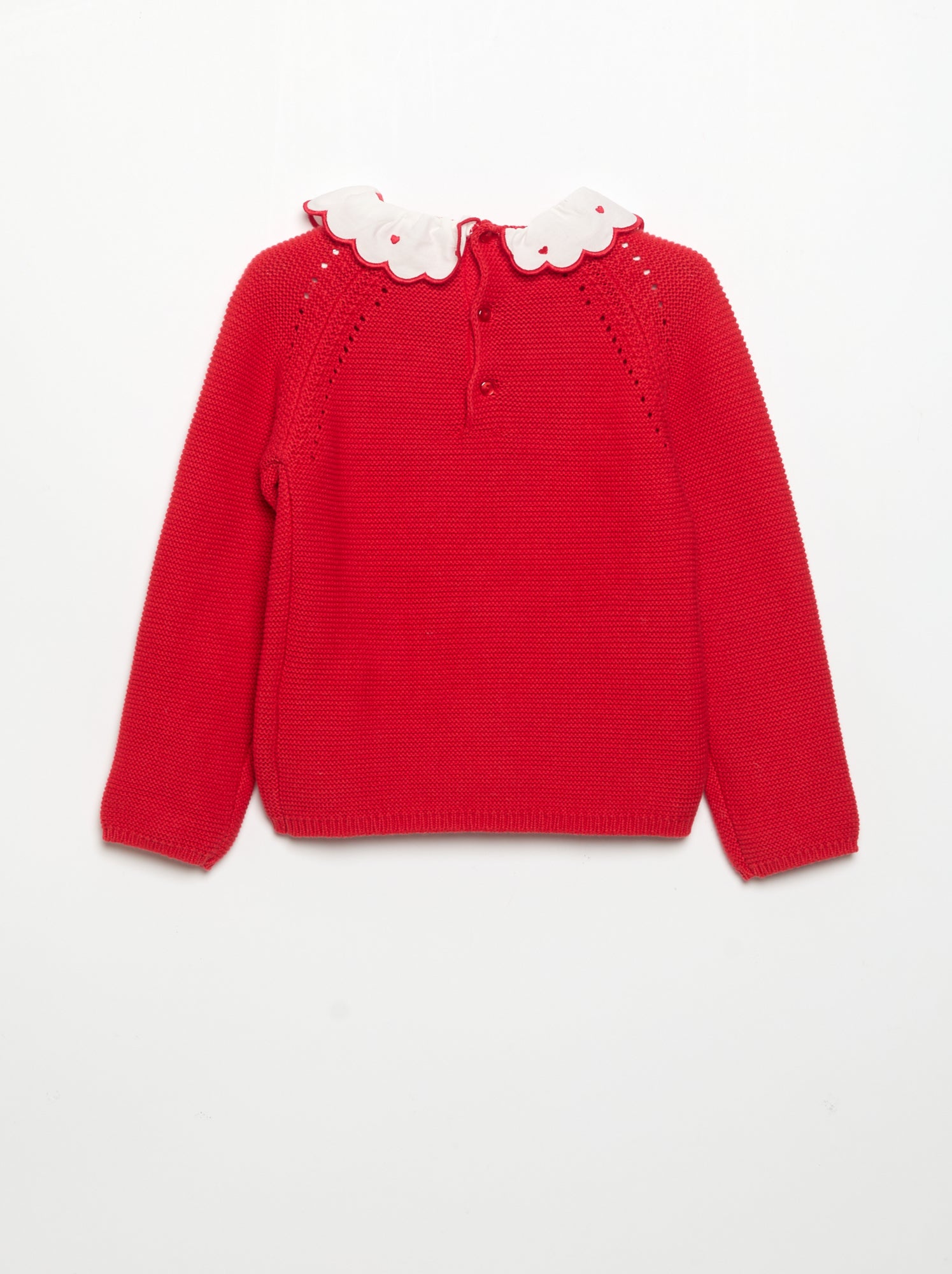 Pull à manches longues et col fantaisie - Rouge