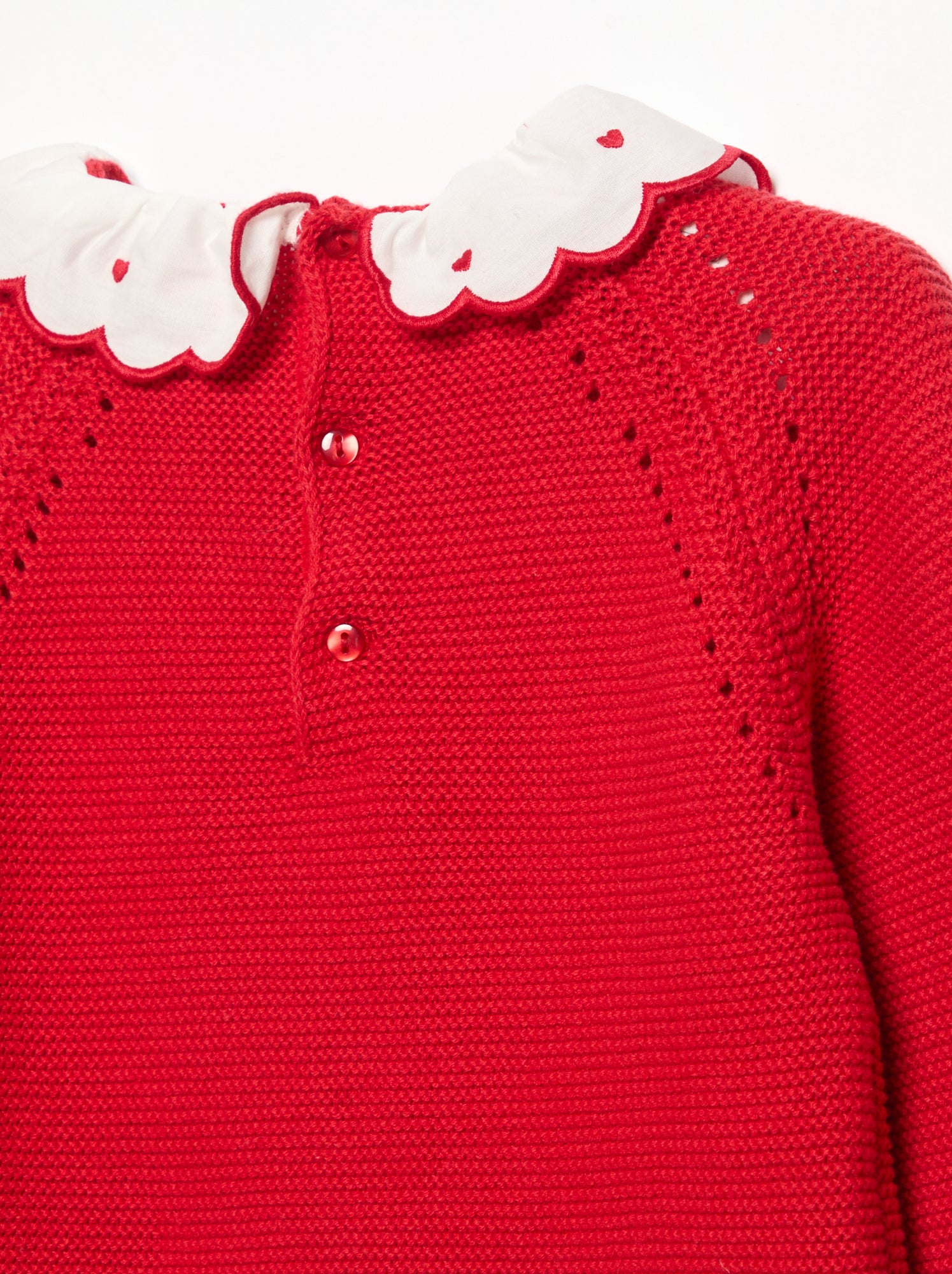 Pull à manches longues et col fantaisie - Rouge