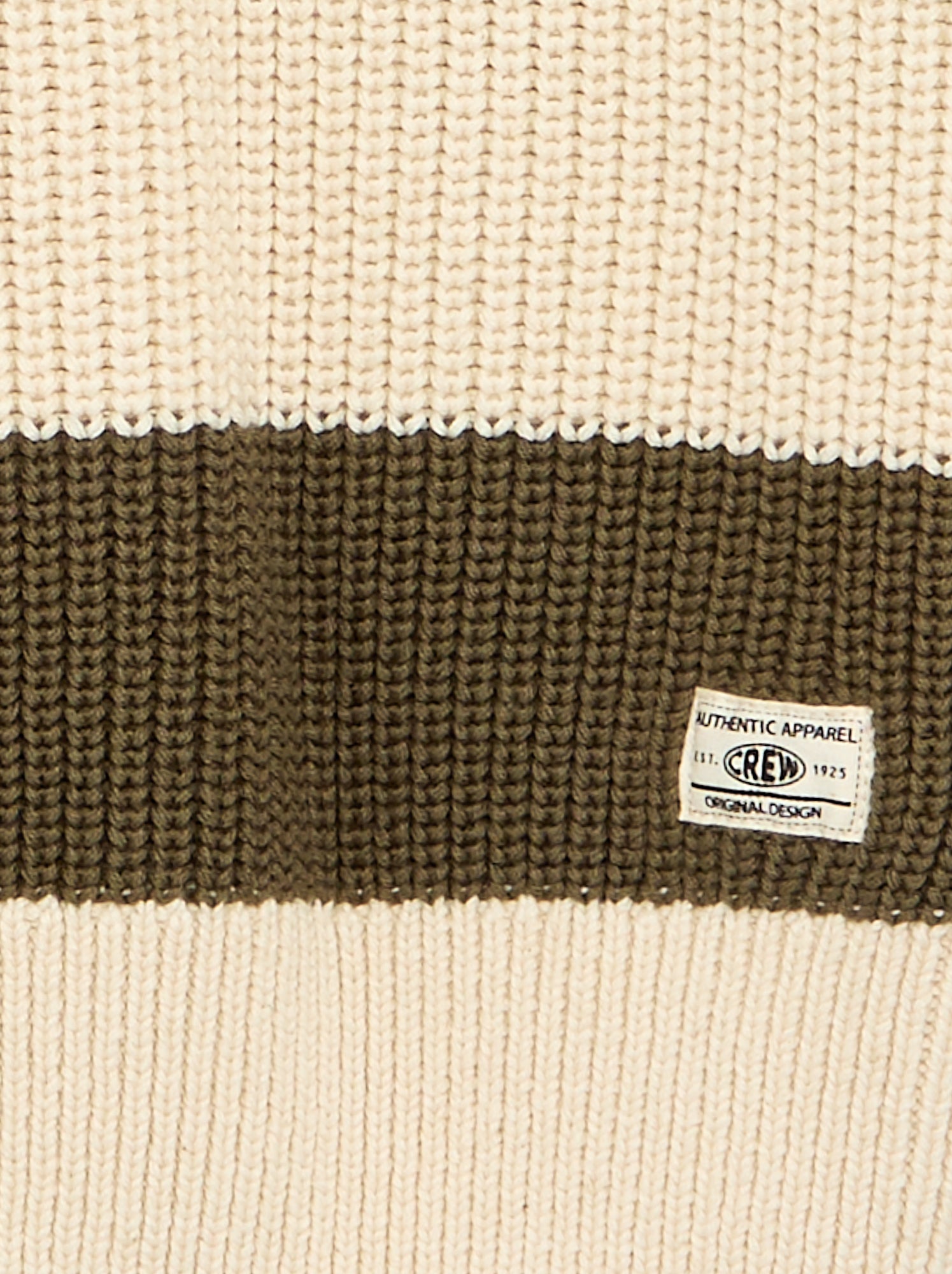 Pull à manches longues et rayures - Kaki