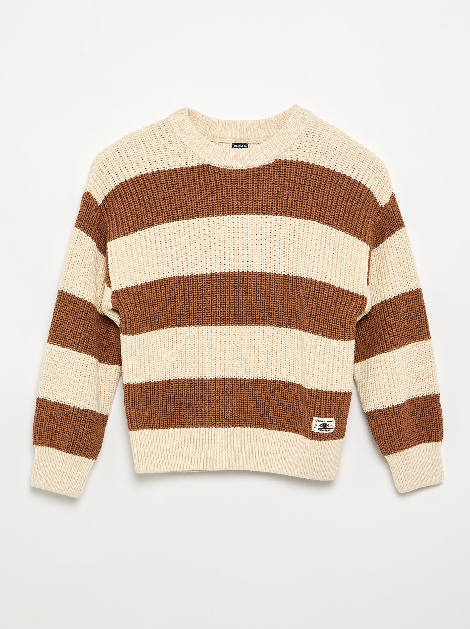 Pull à manches longues et rayures - Marron