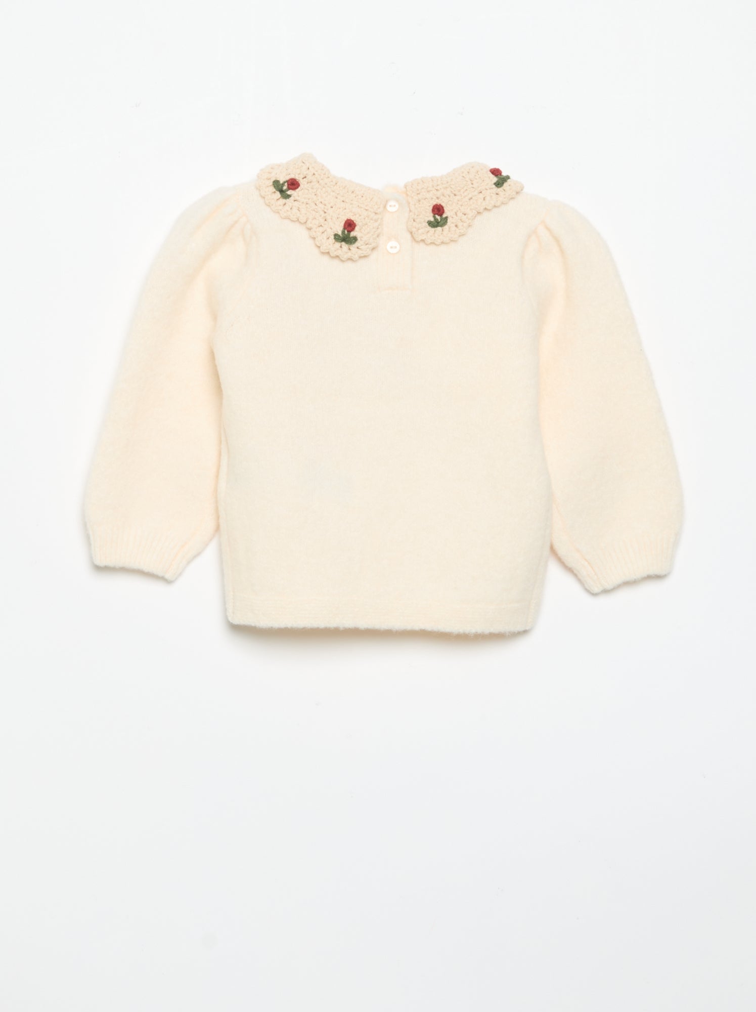 Pull avec col fantaisie - Blanc