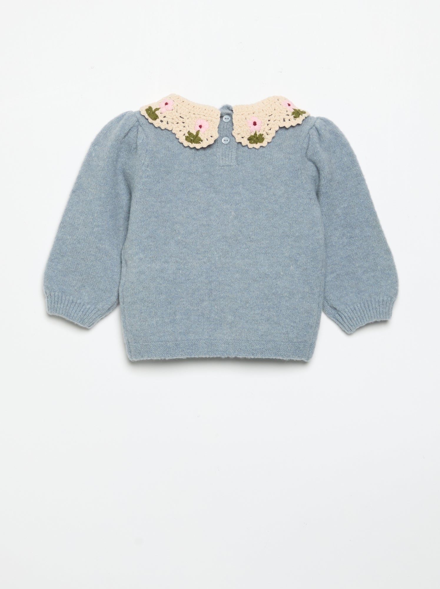 Pull avec col fantaisie - Bleu