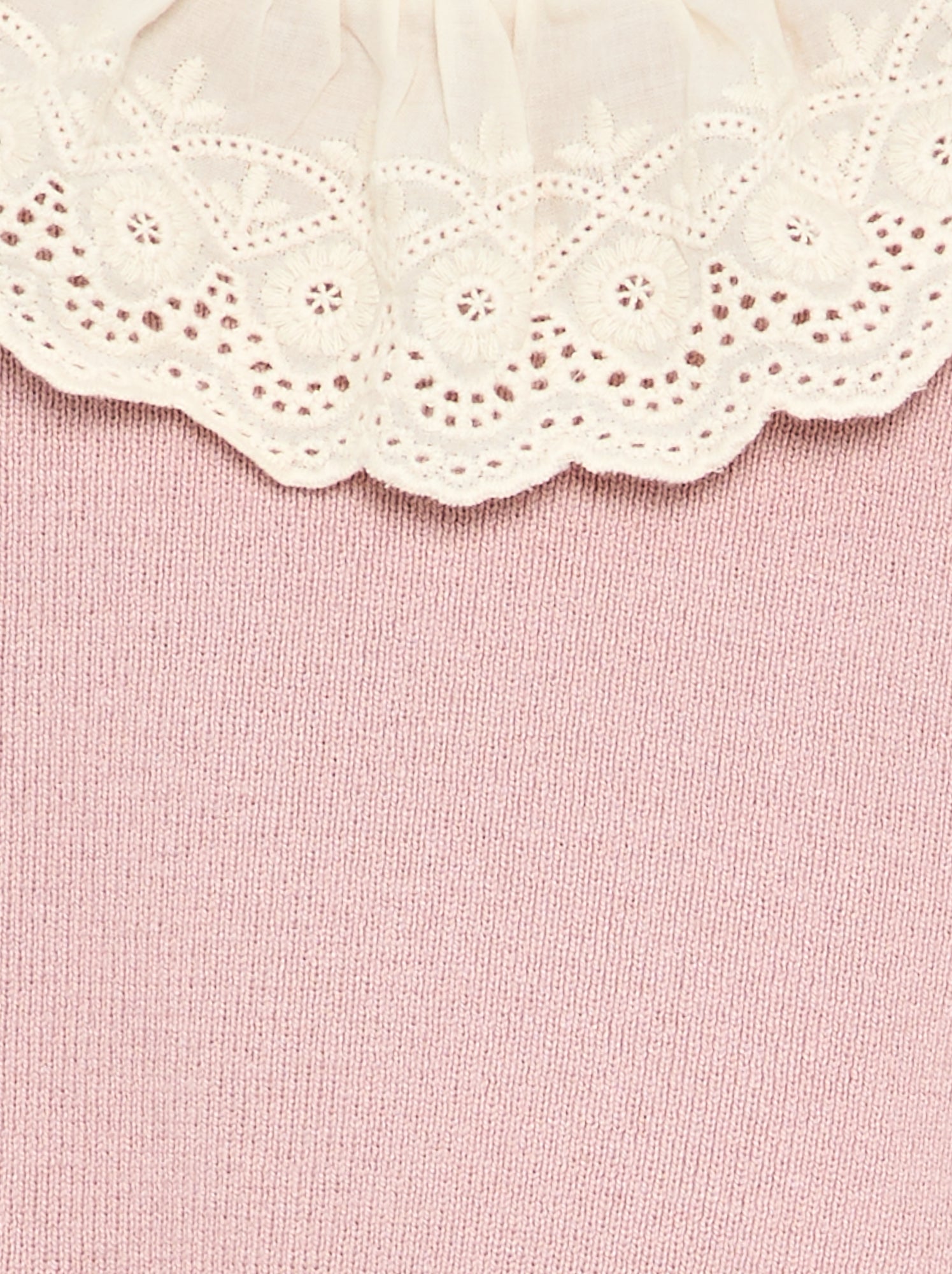 Pull avec col fantaisie en broderie anglaise - Violet