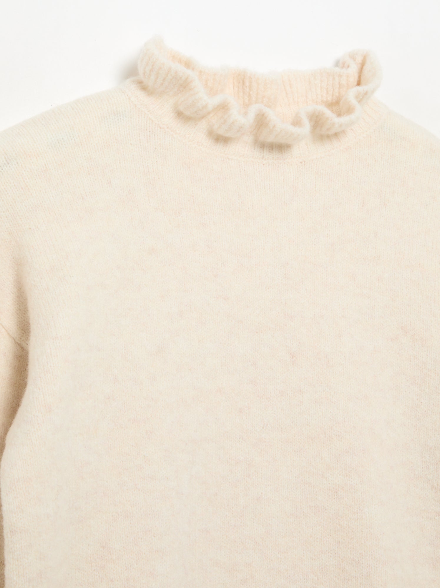 Pull avec col montant ondulé - Ecru