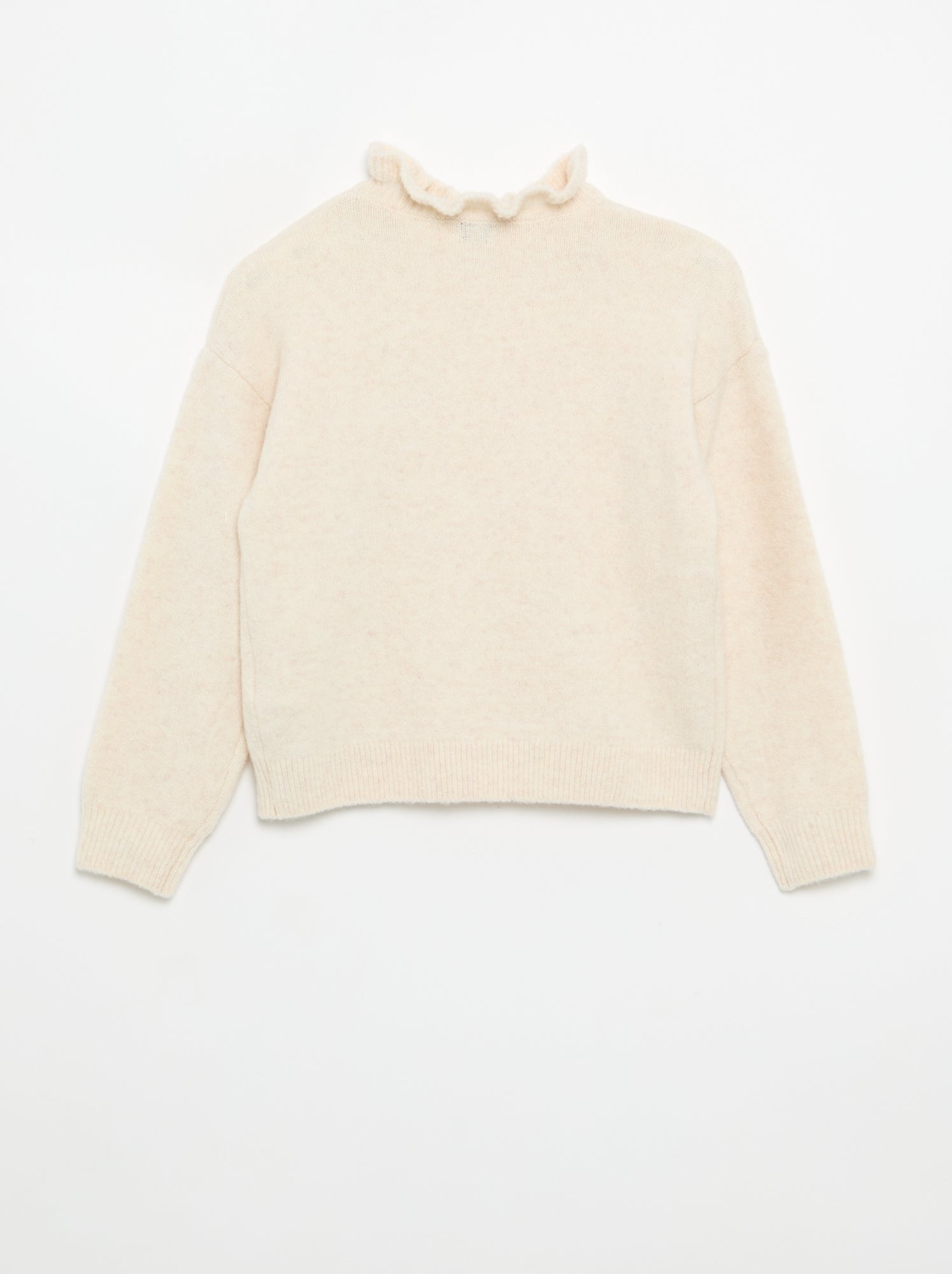 Pull avec col montant ondulé - Ecru