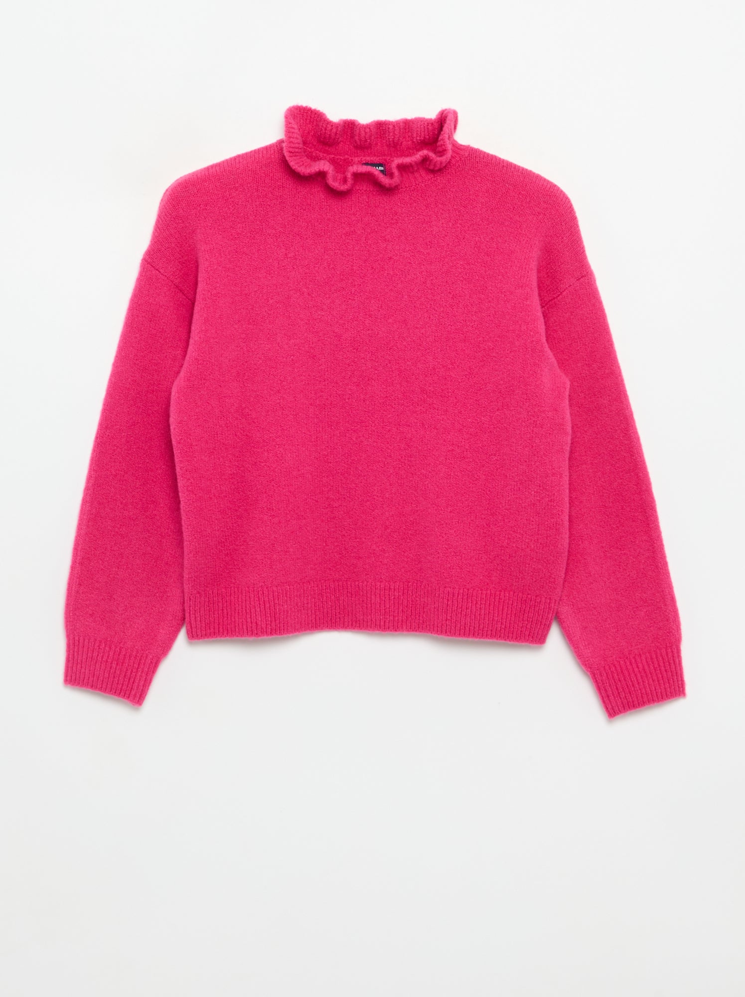 Pull avec col montant ondulé - Rose