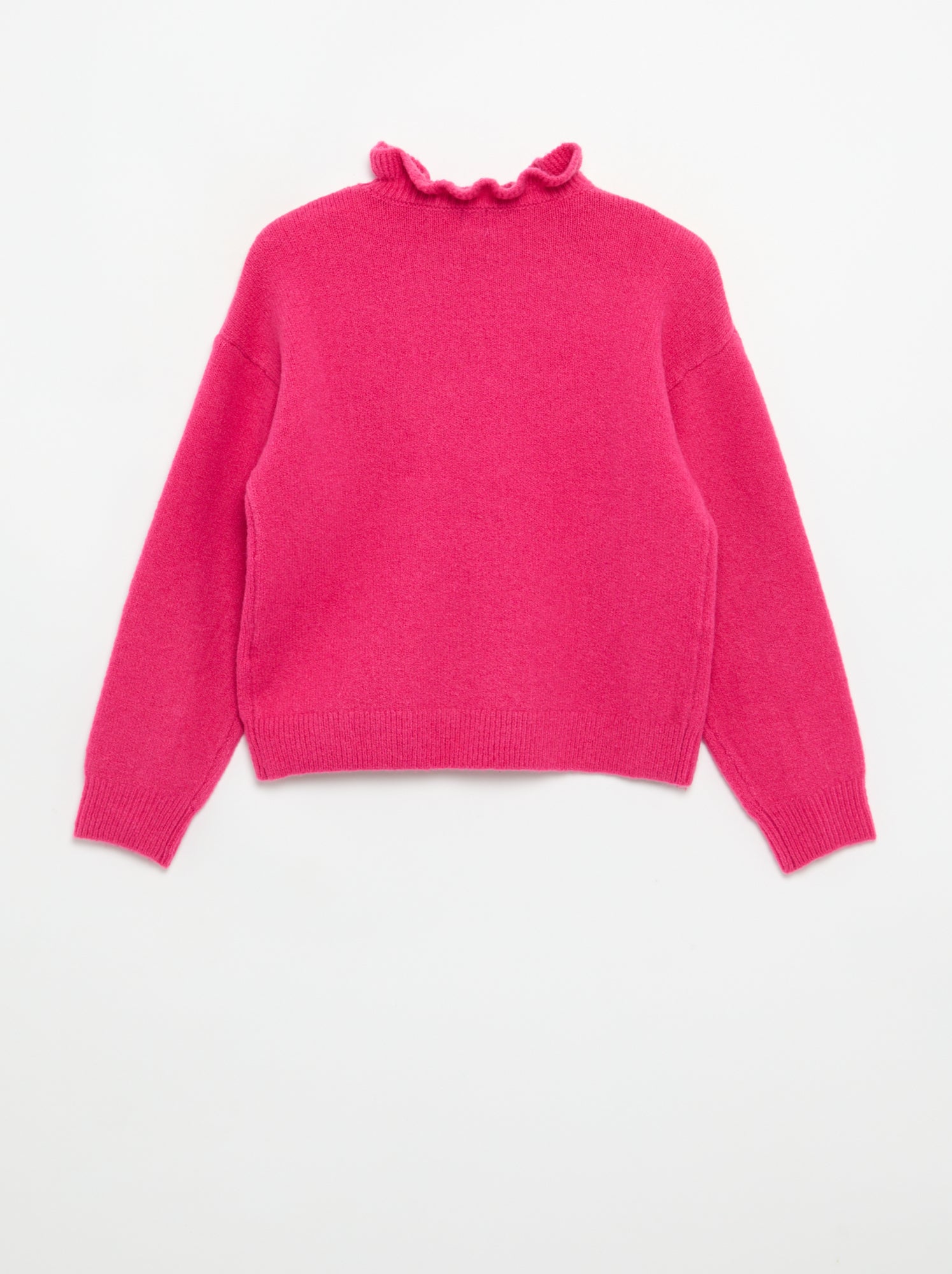 Pull avec col montant ondulé - Rose