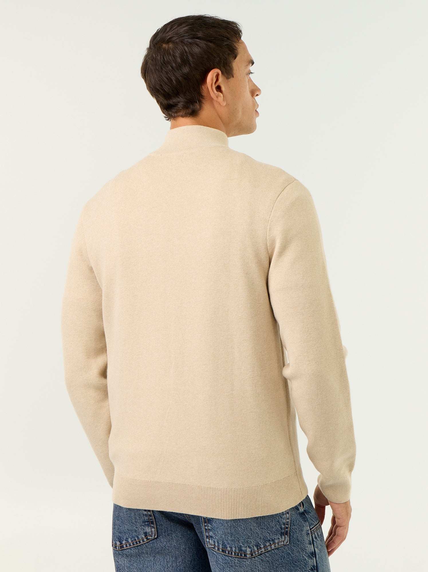 Pull avec col montant zippé - Beige