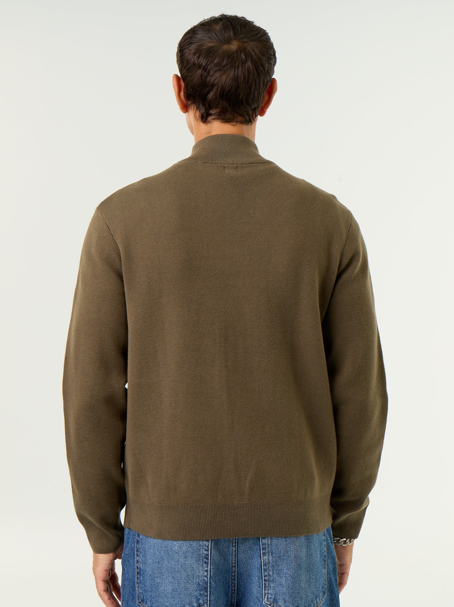 Pull avec col montant zippé - Kaki