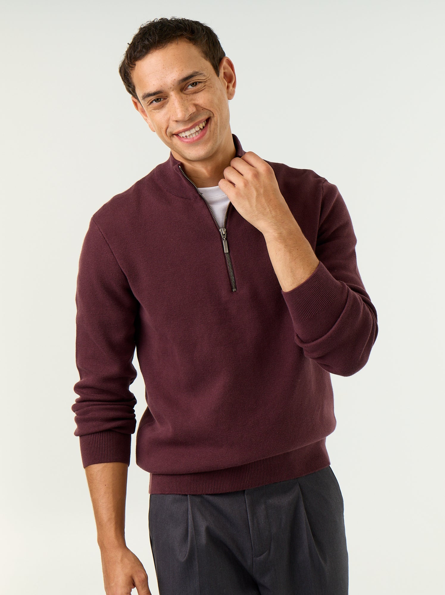 Pull avec col montant zippé - Violet