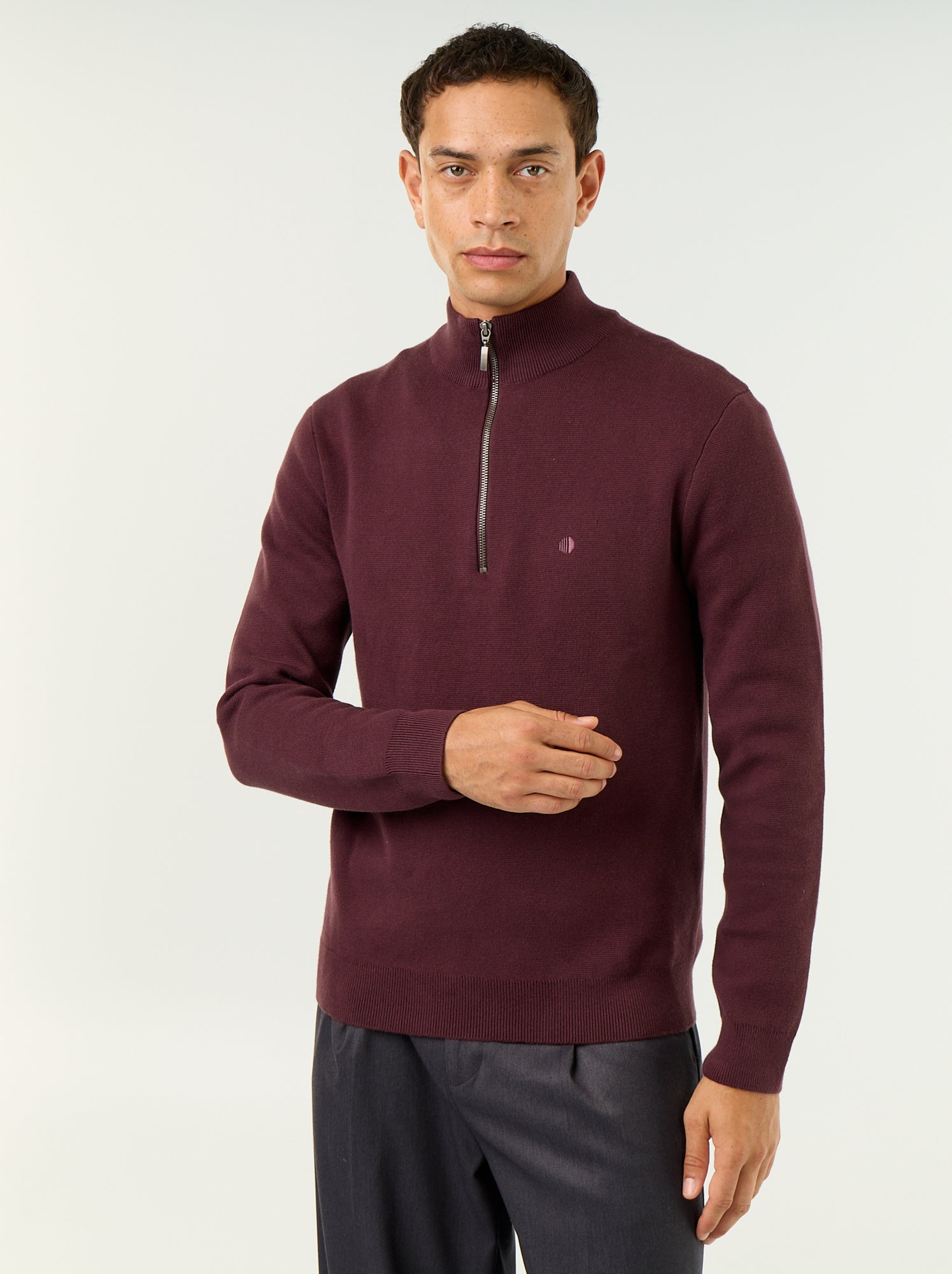 Pull avec col montant zippé - Violet
