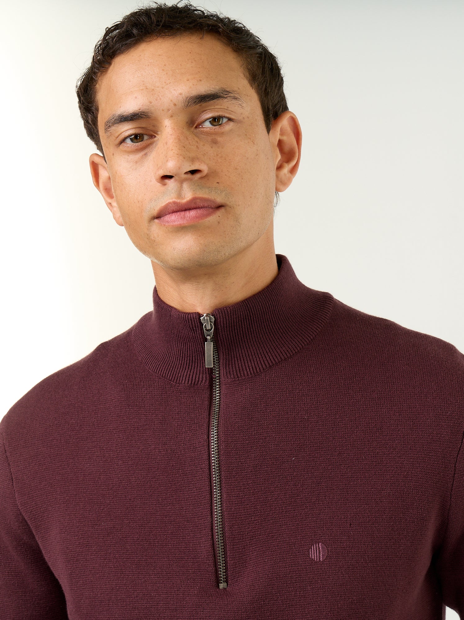 Pull avec col montant zippé - Violet