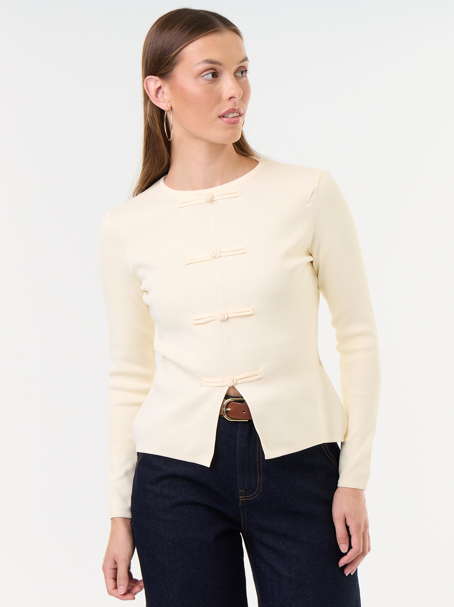 Pull avec détails mandarins - Beige