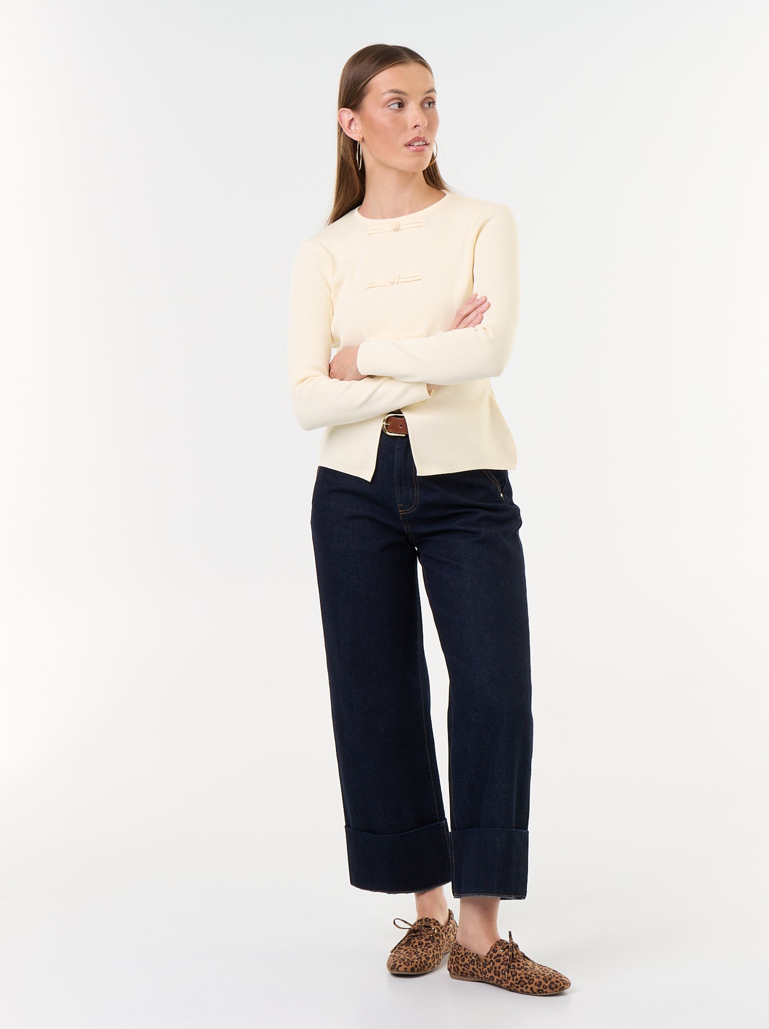 Pull avec détails mandarins - Beige