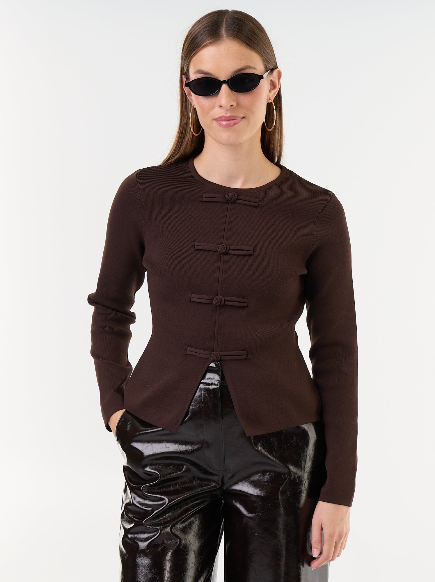 Pull avec détails mandarins - Marron