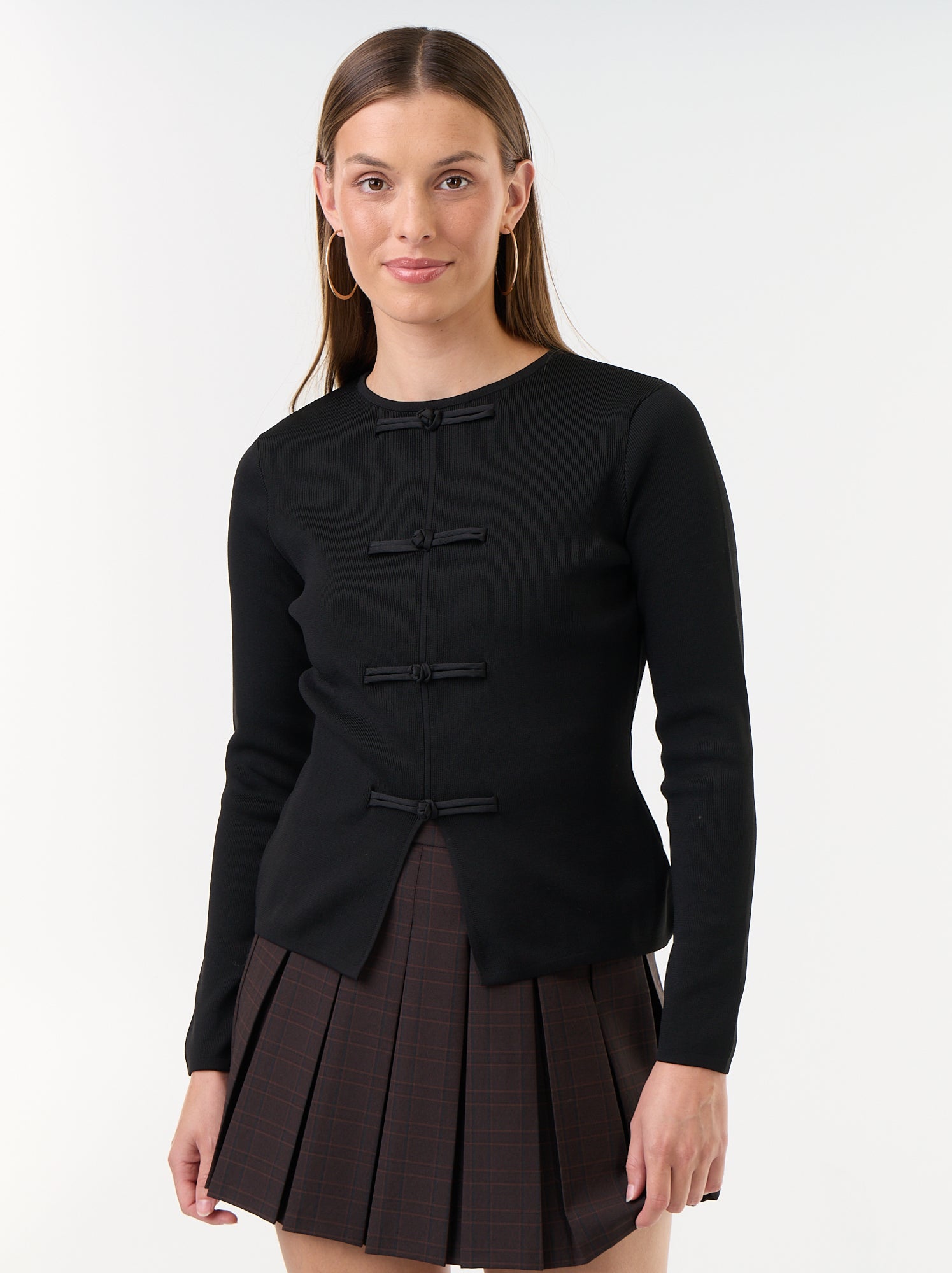 Pull avec détails mandarins - Noir