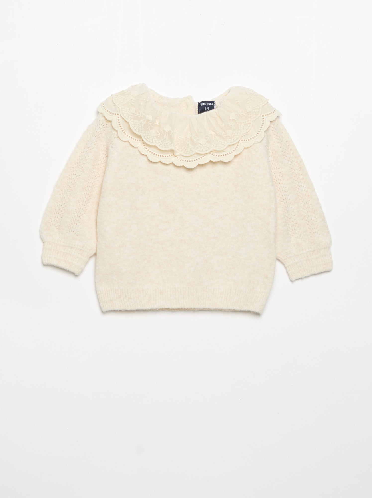 Pull avec double col fantaisie - Blanc