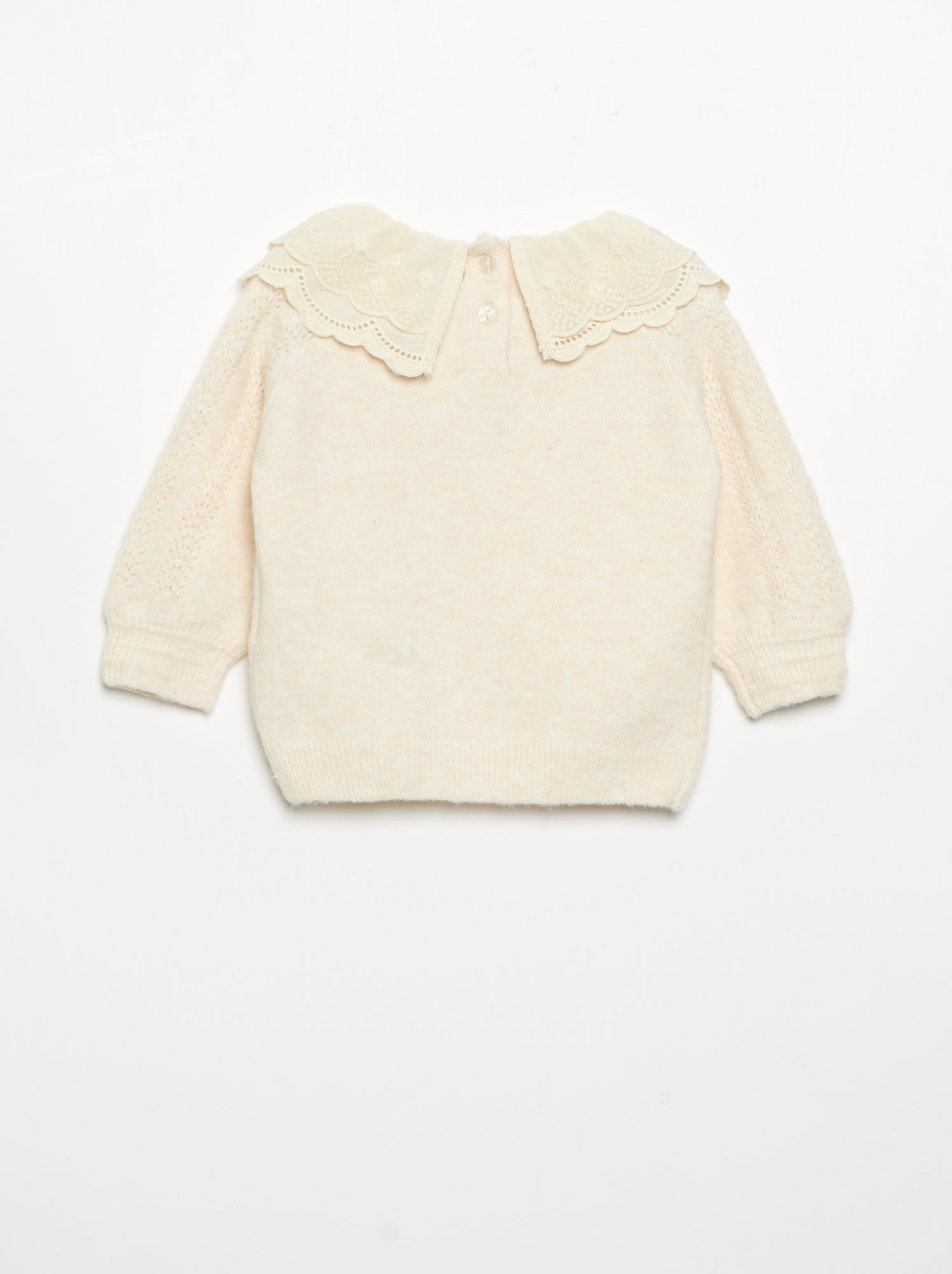 Pull avec double col fantaisie - Blanc