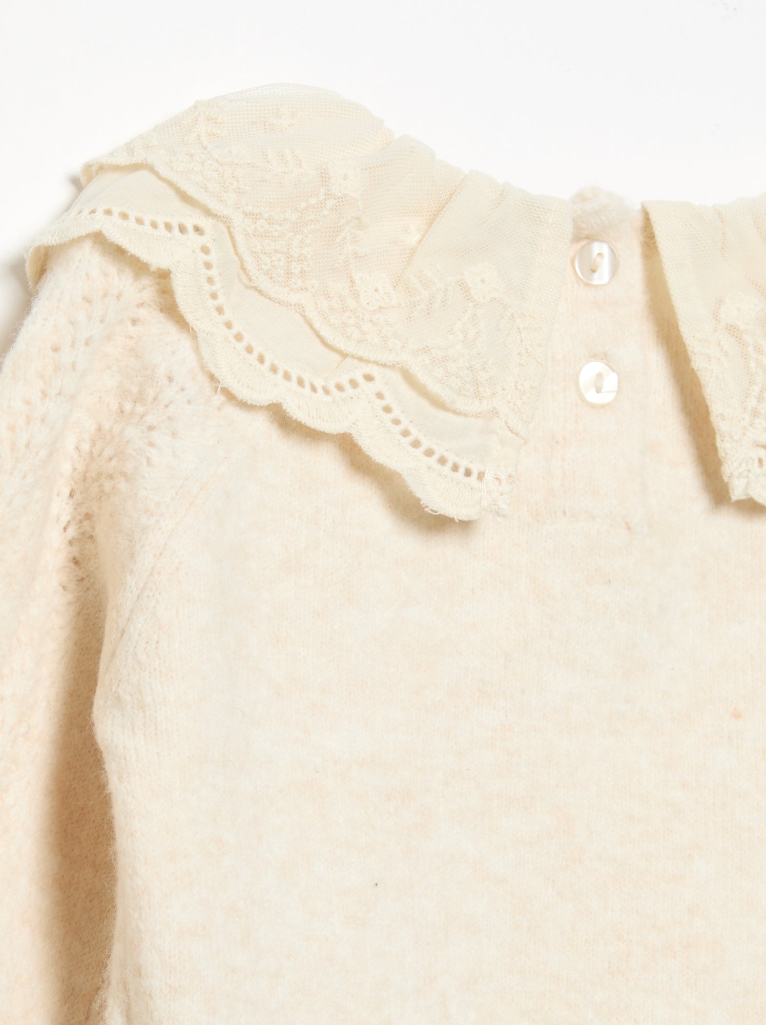 Pull avec double col fantaisie - Blanc