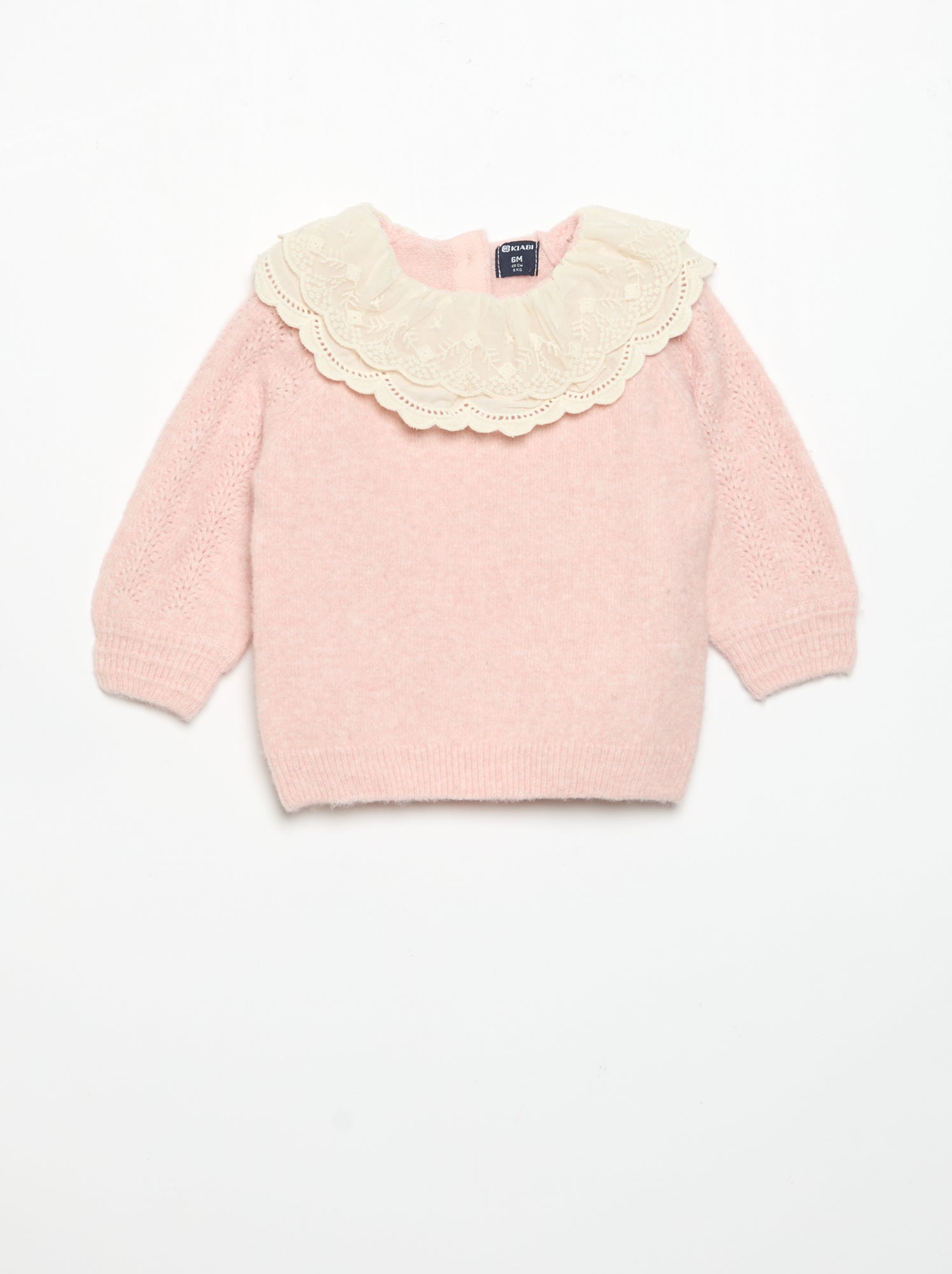 Pull avec double col fantaisie - Rose