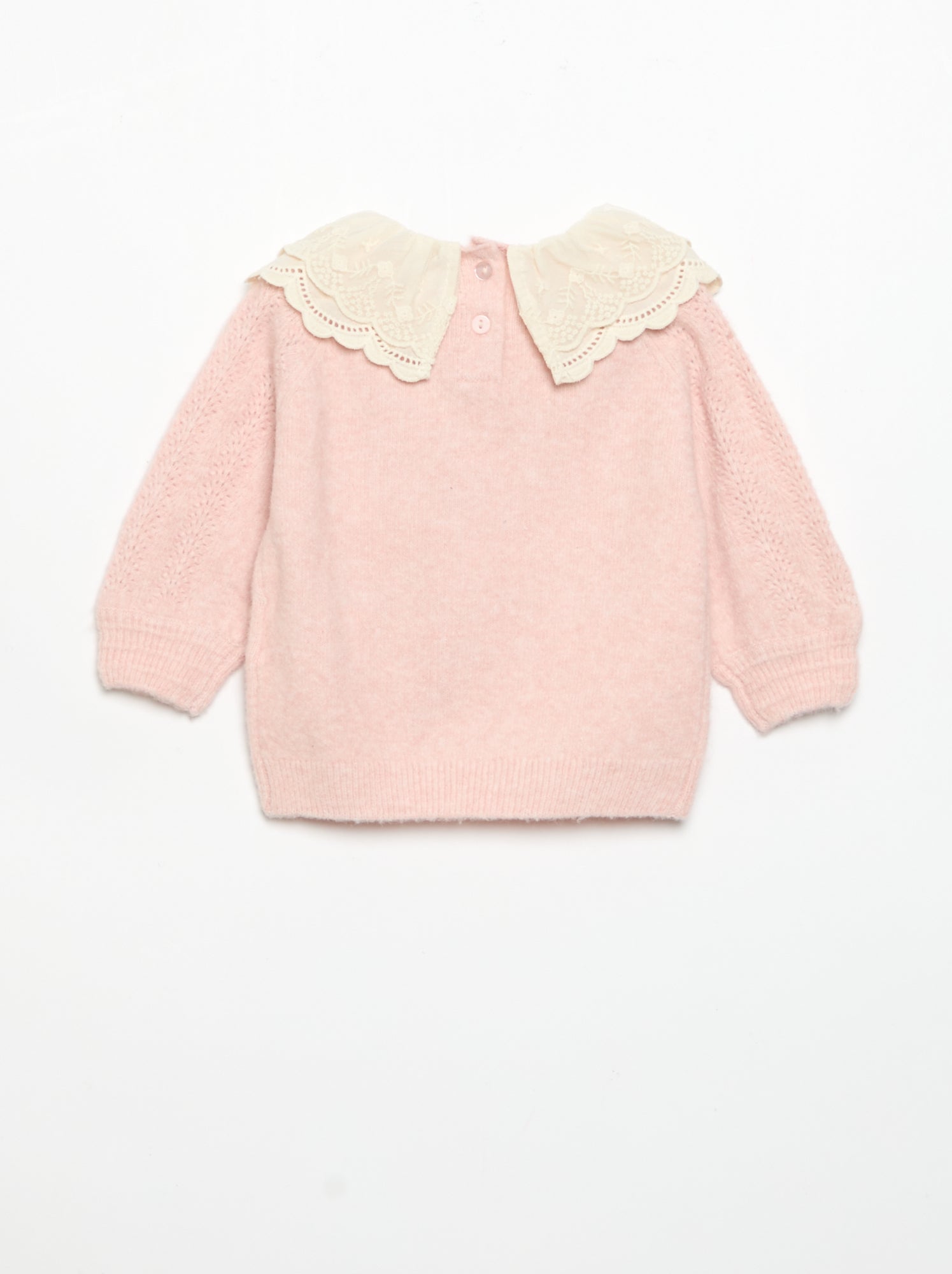 Pull avec double col fantaisie - Rose