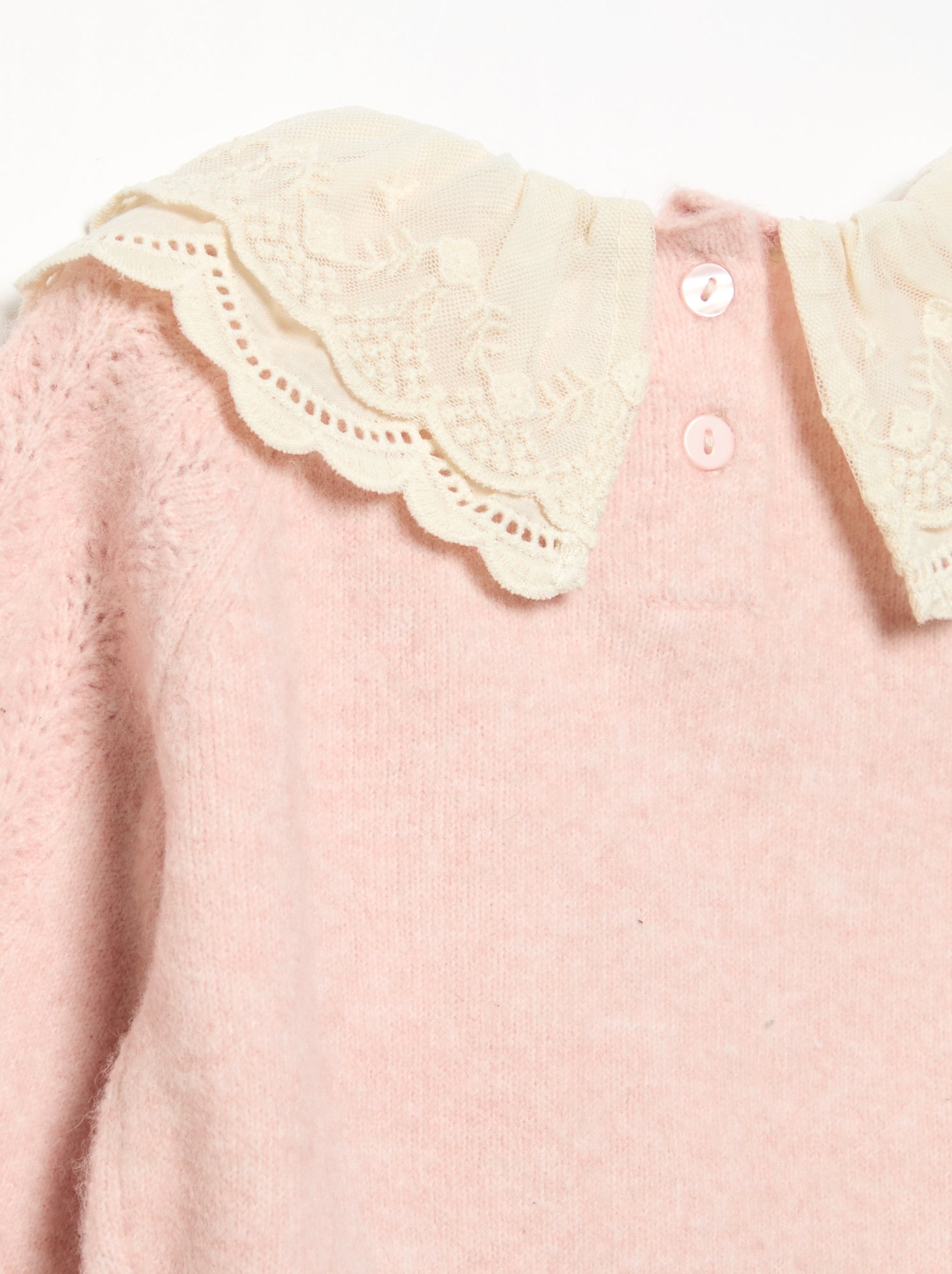 Pull avec double col fantaisie - Rose