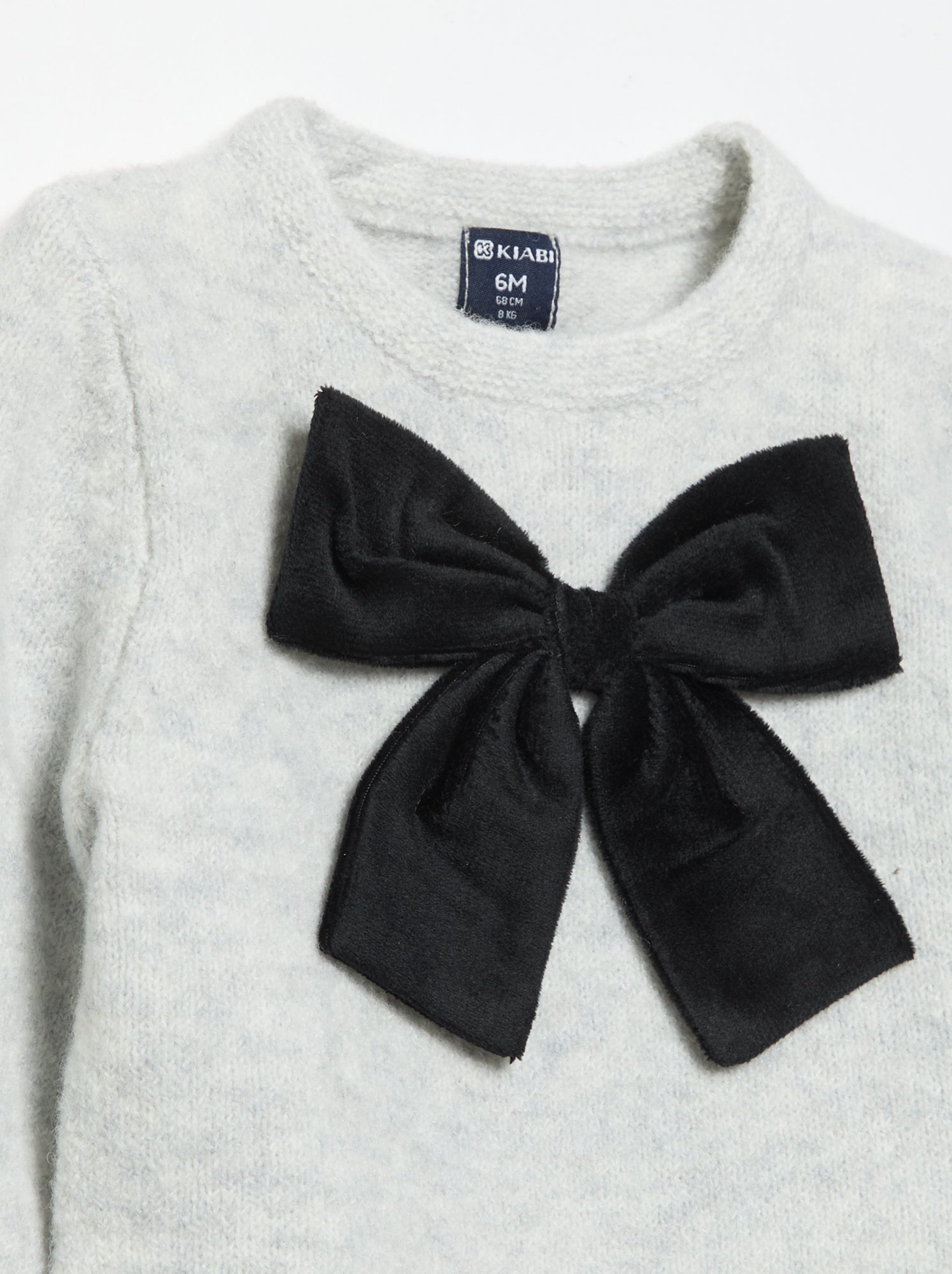 Pull avec grand nœud fantaisie - Gris