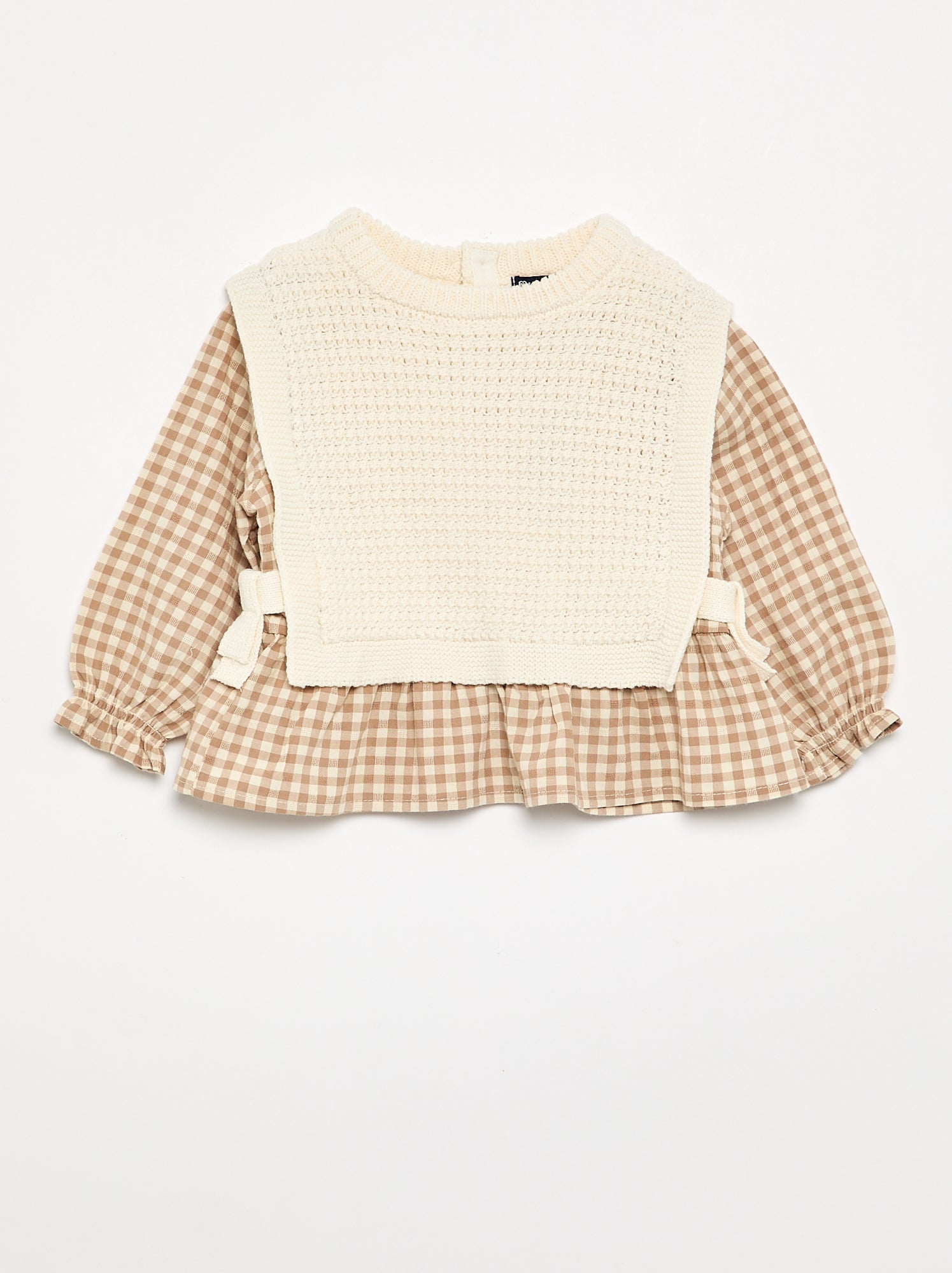Pull avec manches en voile de coton - Beige