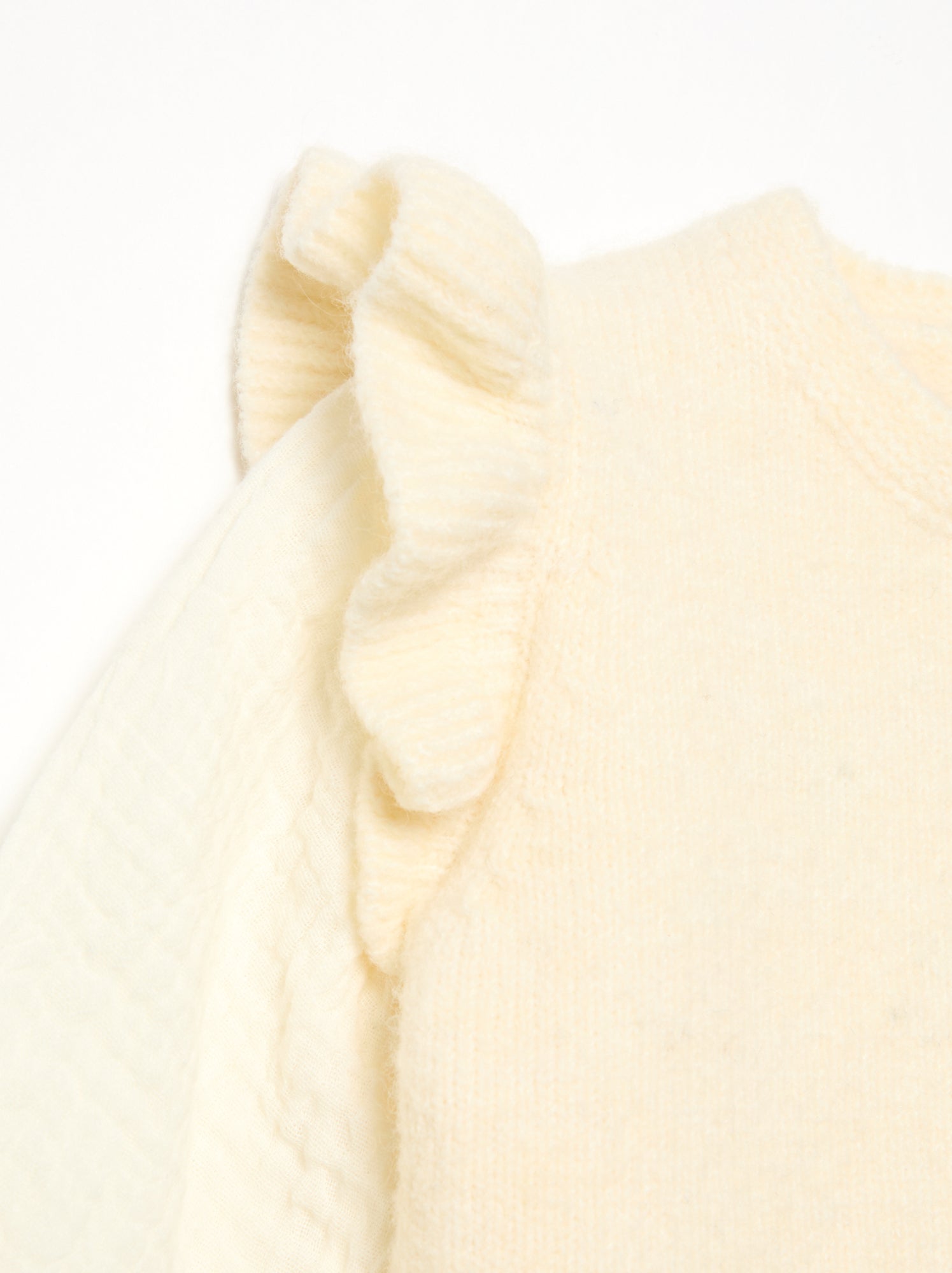 Pull avec manches en voile de coton et base brodée - Blanc