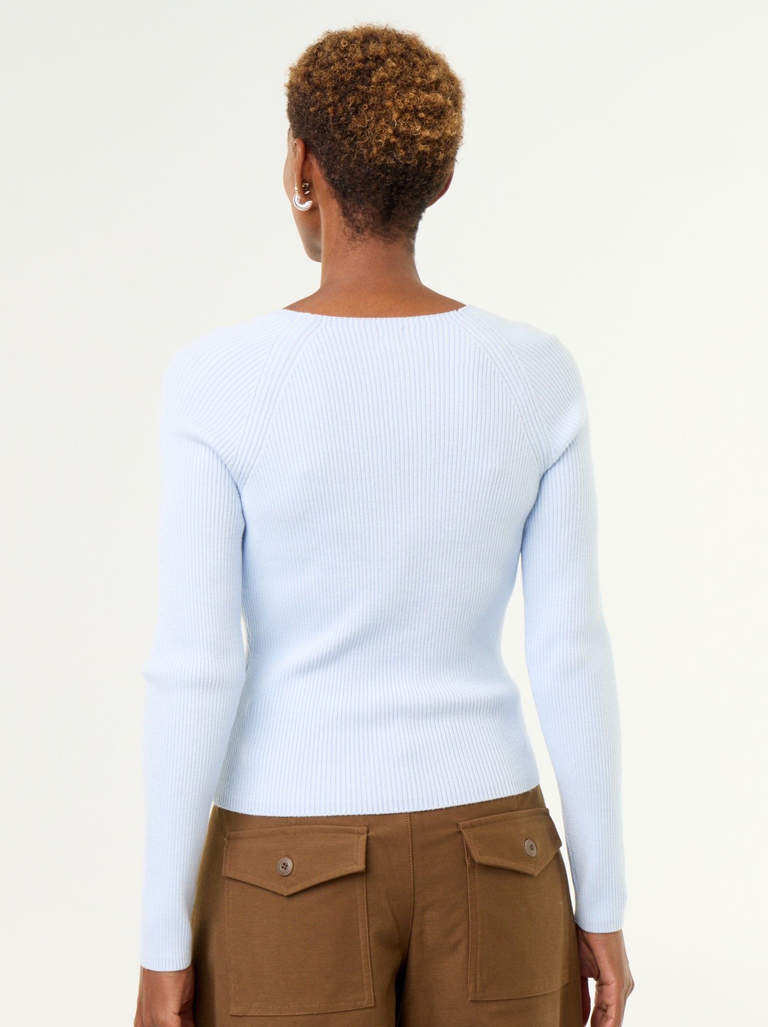 Pull avec manches raglan boutonnées - Bleu