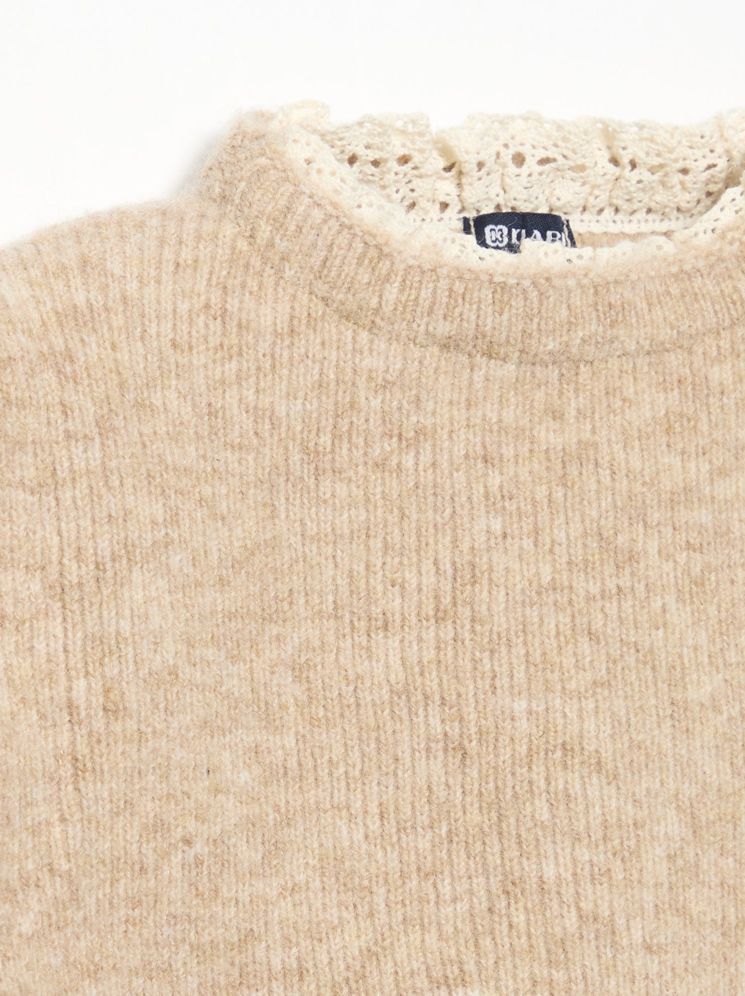 Pull avec nœuds et manches en voile de coton - Beige