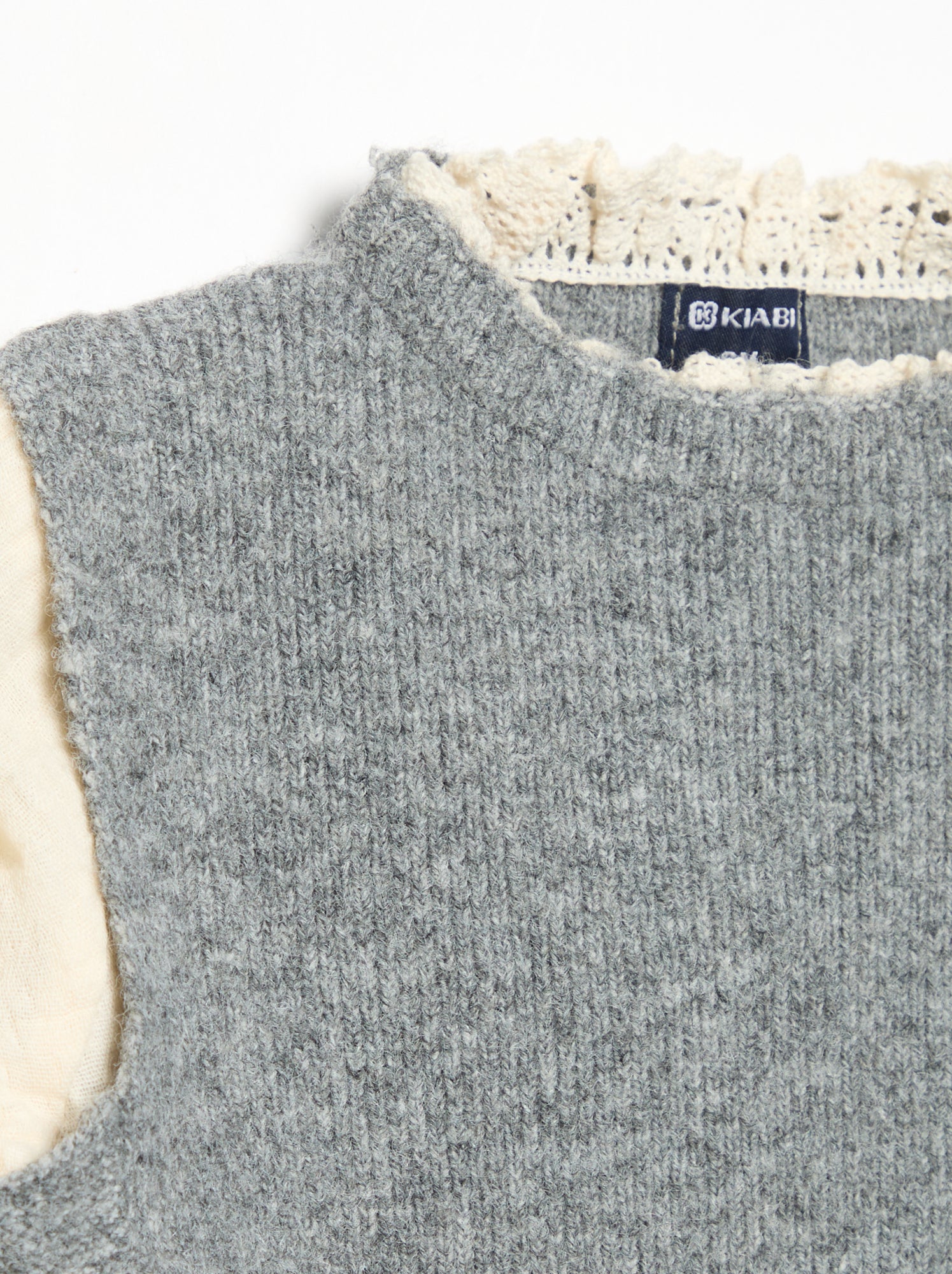 Pull avec nœuds et manches en voile de coton - Gris