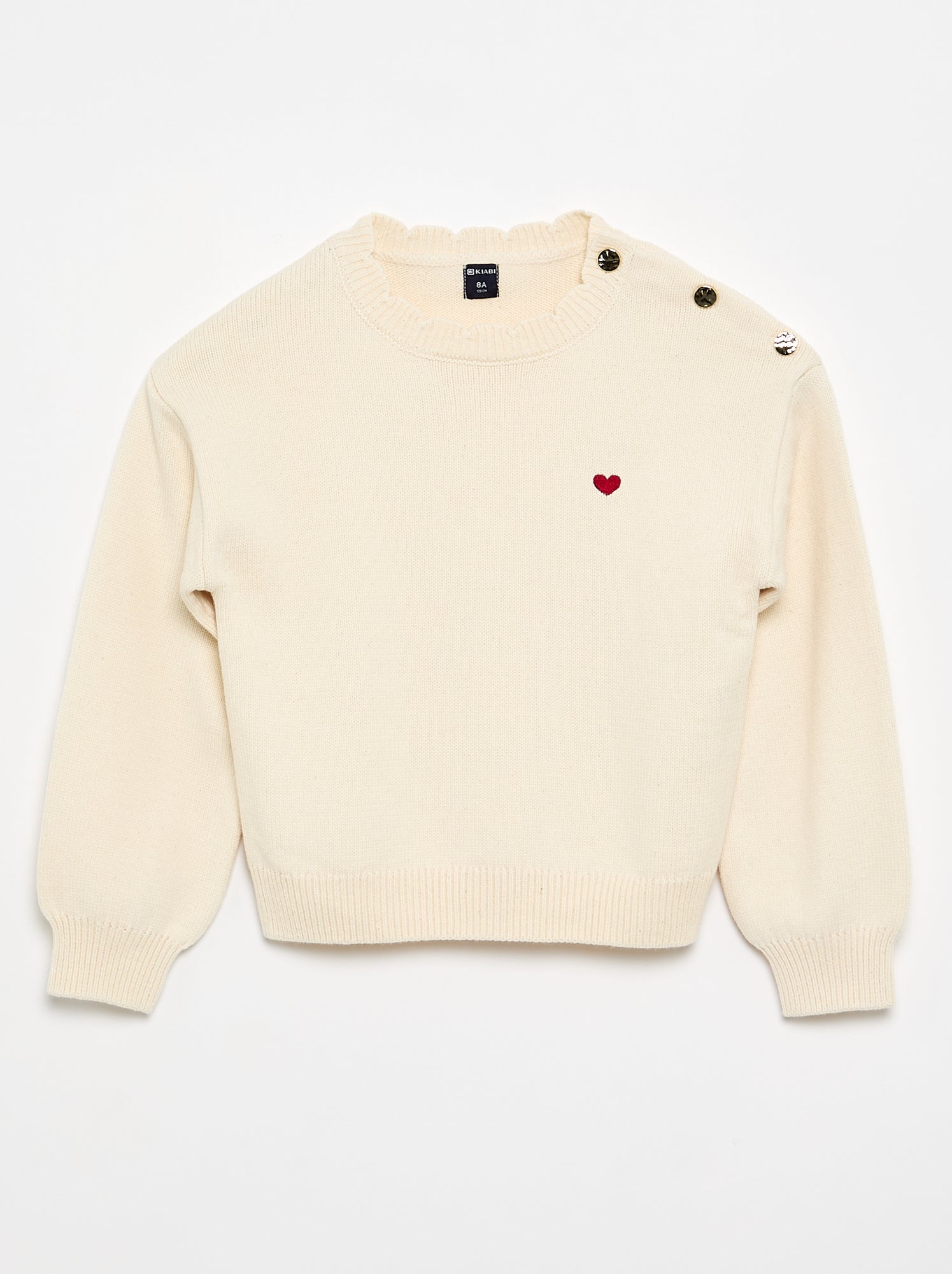 Pull avec ouverture boutonnée épaule - Blanc