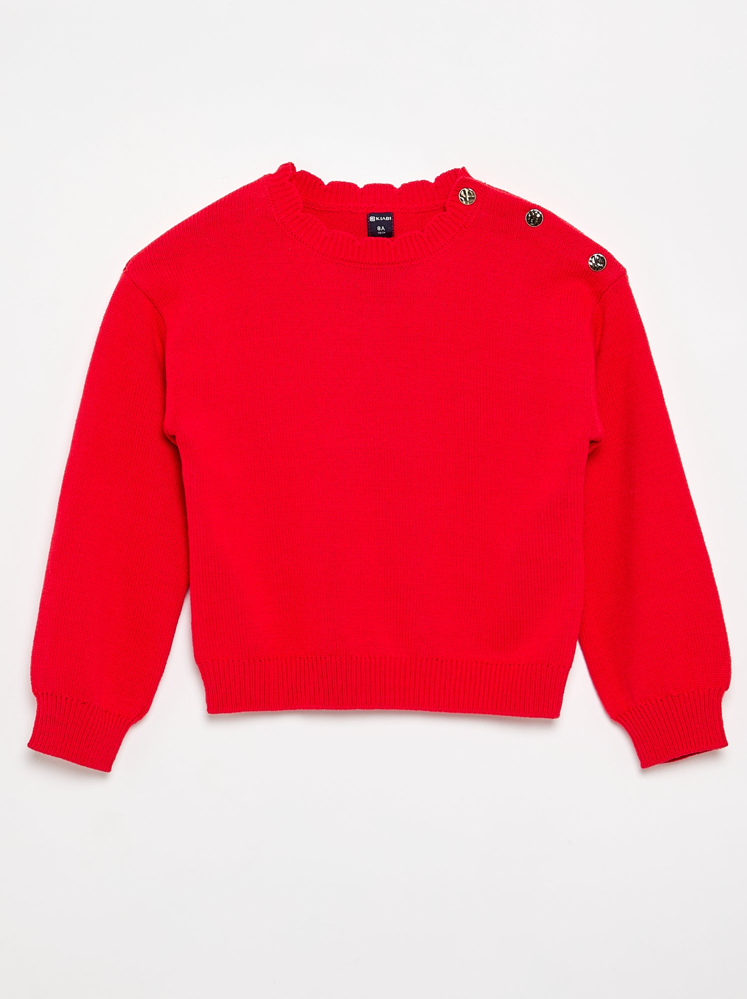 Pull avec ouverture boutonnée épaule - Rouge