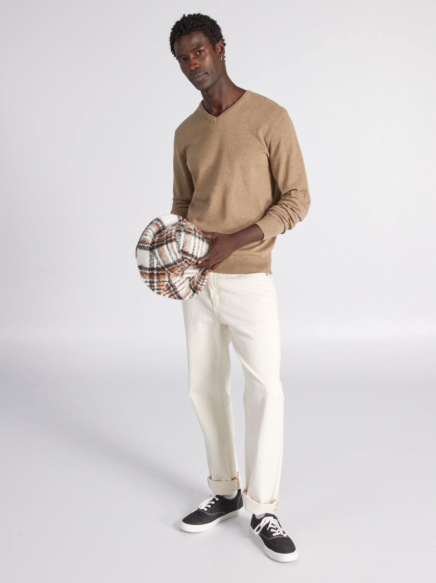 Pull basique en maille unie - Beige chiné